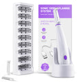Dermaplane Razor, Sonic Dermaplaning Tool for Peach Fuzz Removal & Facial Hair, Rechargeable Facial Exfoliation Device with LED Light, 3 Speeds, 8 Blades & 2 Microsmooth Exfoliation Tips,White