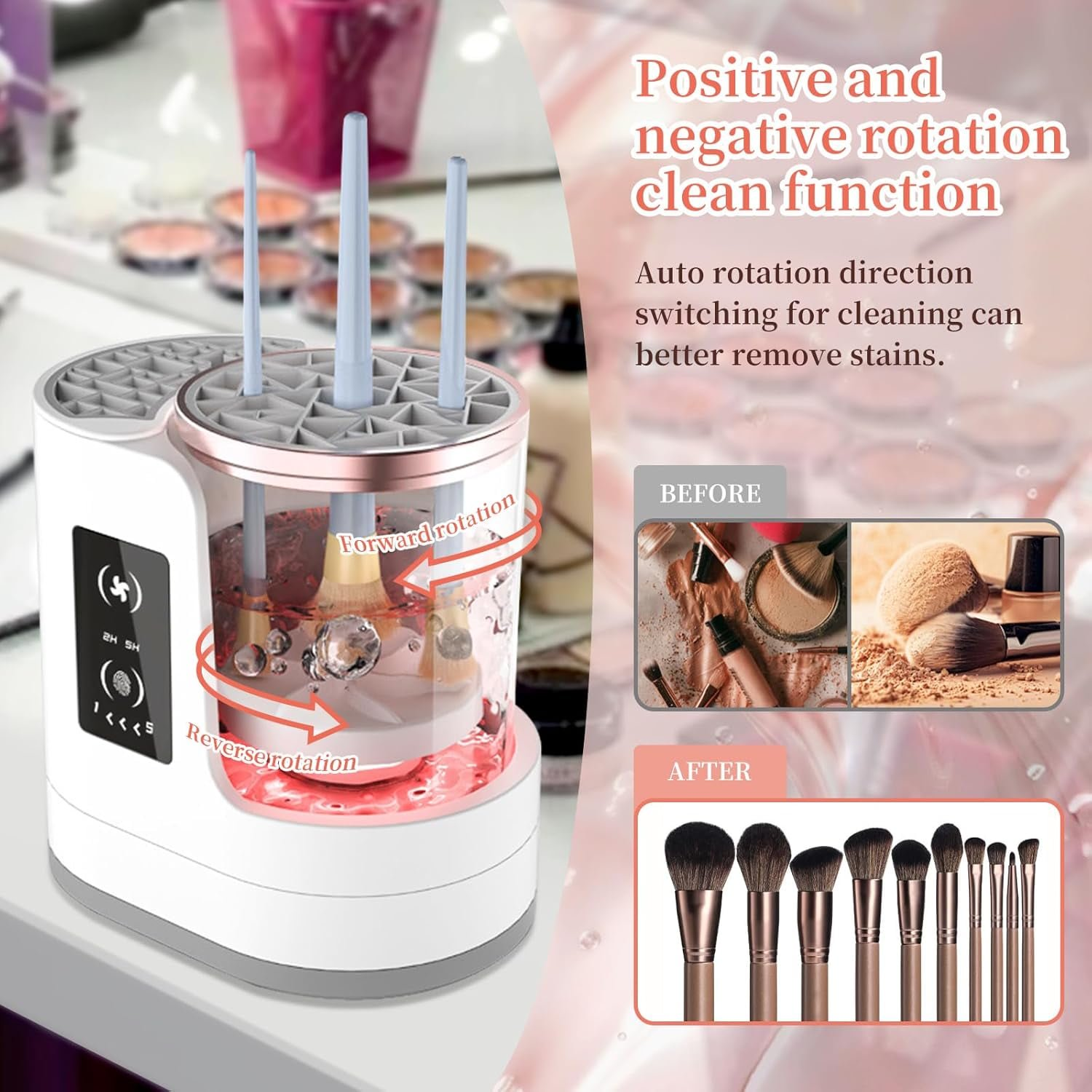Wiher Makeup Brush Cleaner, Makeup Brush Dryer, Portable Automatic Cosmetic Brushes Cleaner Tool for All Size Beauty Makeup Brush Set(White)