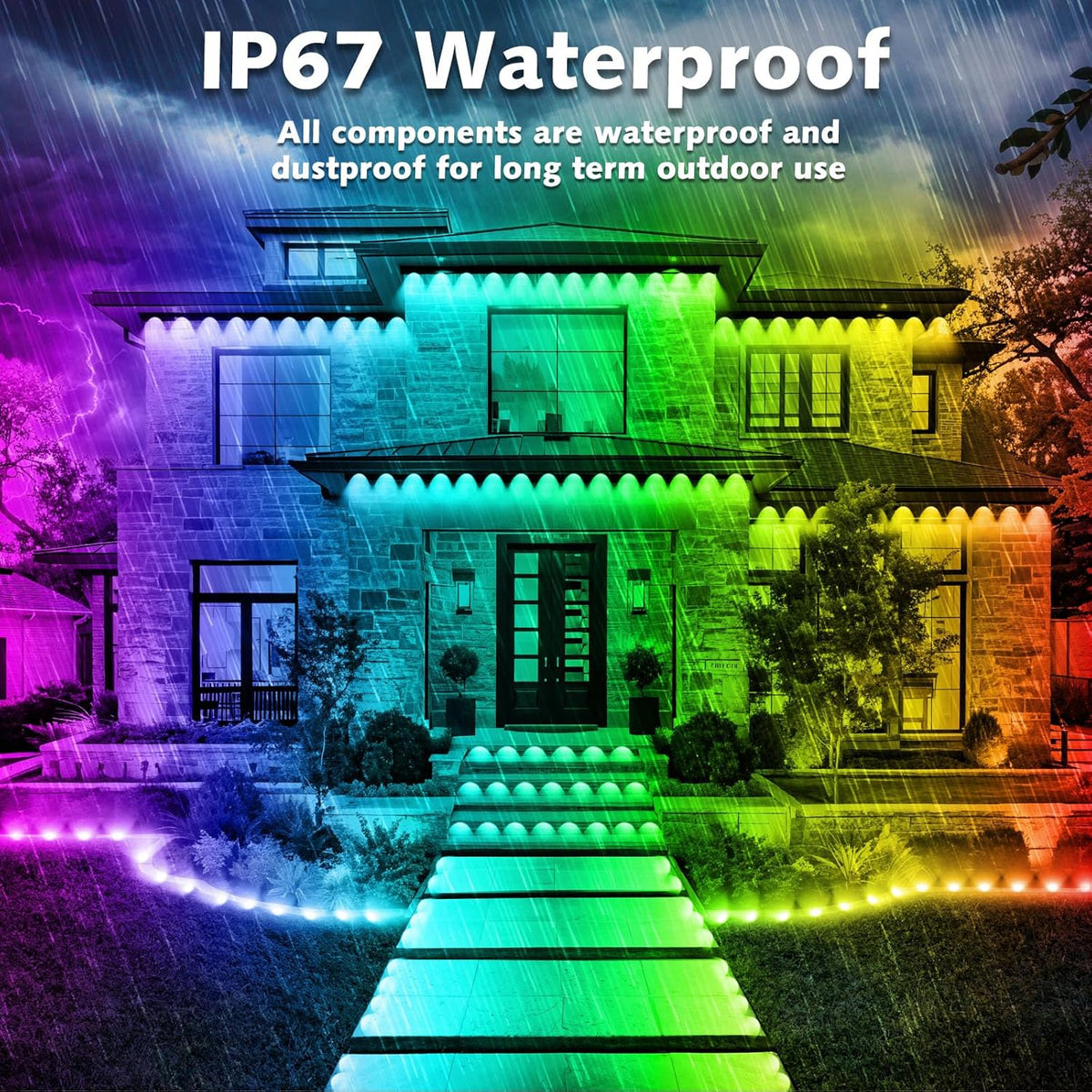Prociv Permanent Outdoor Lights Waterproof, 200FT 75LEDs Eaves Lights APP & Remote Control, Color Changing Outdoor Lights with DIY Modes for for Party, Daily, Halloween, Christmas, Garden