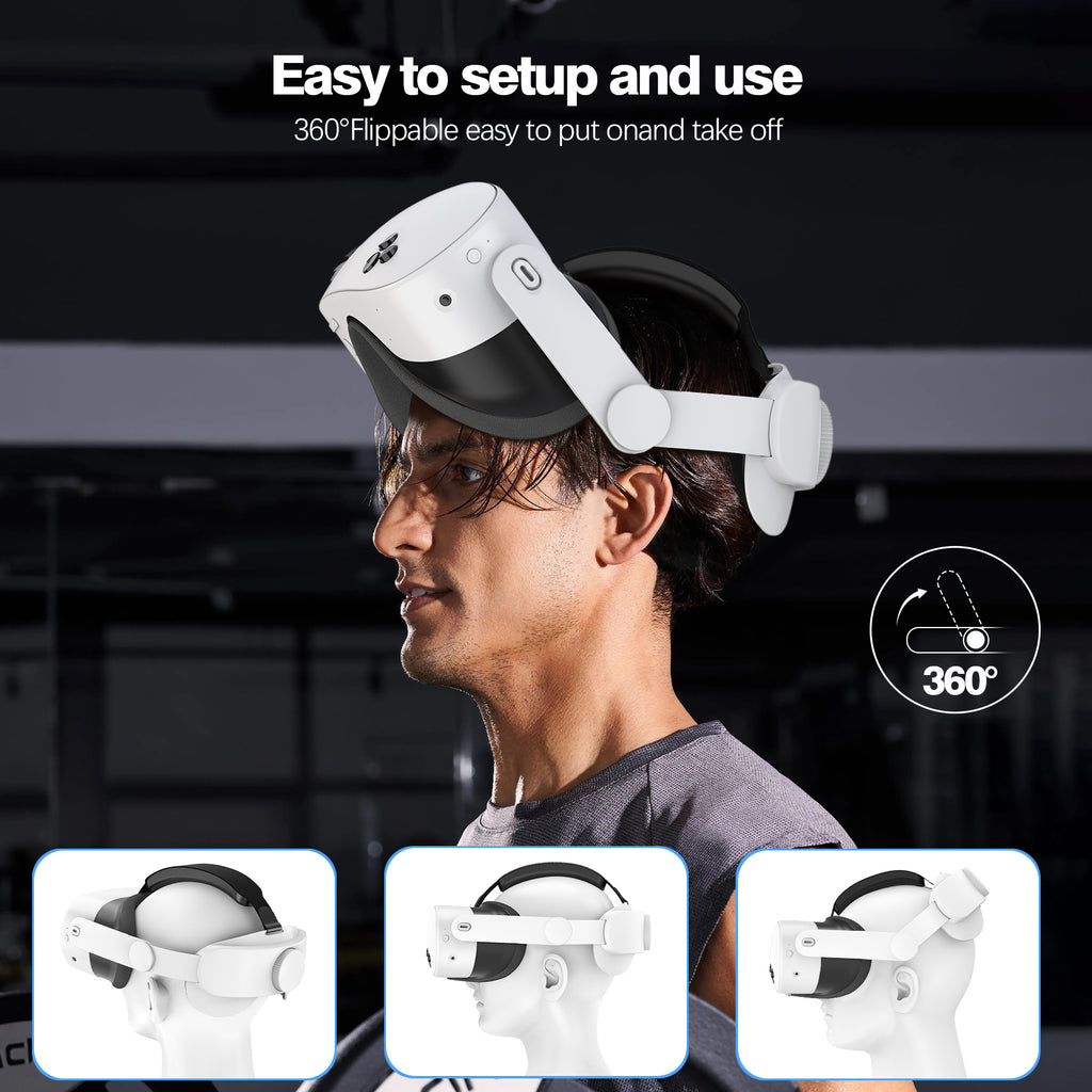 Head Strap Compatible with Oculus Quest 3S,Meta Quest 3S Accessories Adjustable Elite Strap Replacement for Enhanced Comfort Support and Gaming Immersion in VR(White)