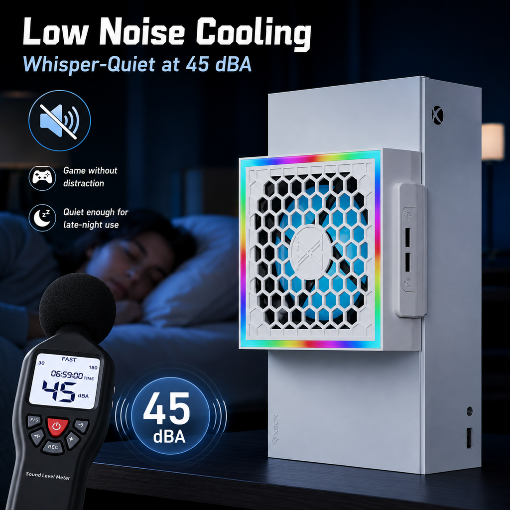 Mute Cooling Fan for Xbox Series S, High Speed RGB Fan Cooler System for Xbox Series S Console, 3 Adjustable Fan Speed, Low Noise, Fits Horizontal or Vertical Placement,White