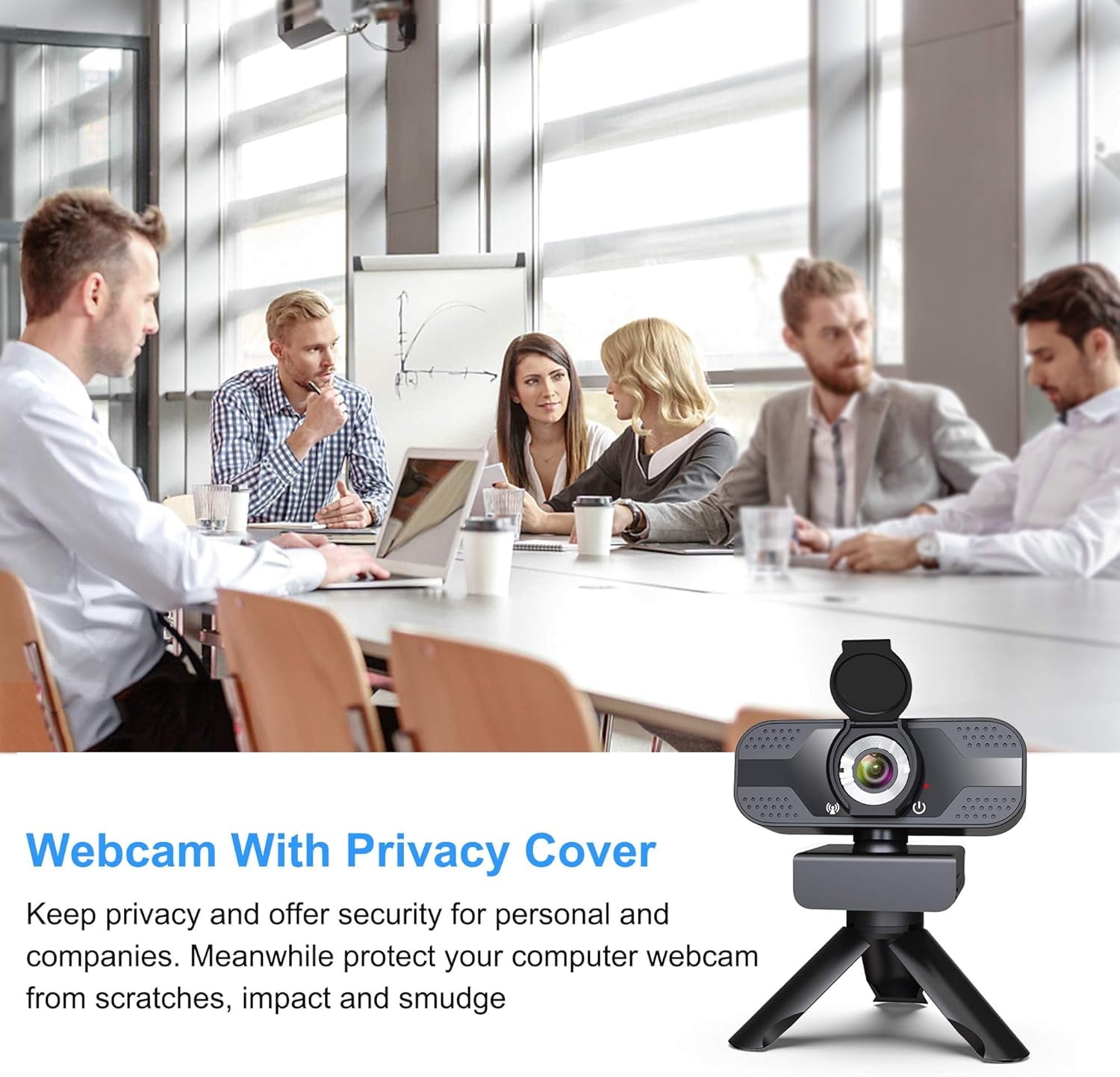 Webcam with Microphone for Desktop 1080P HD USB Webcam for PC Desktop & Laptop with Privacy Cover&Webcam Tripod Plug and Play for Conferencing and Video Calling