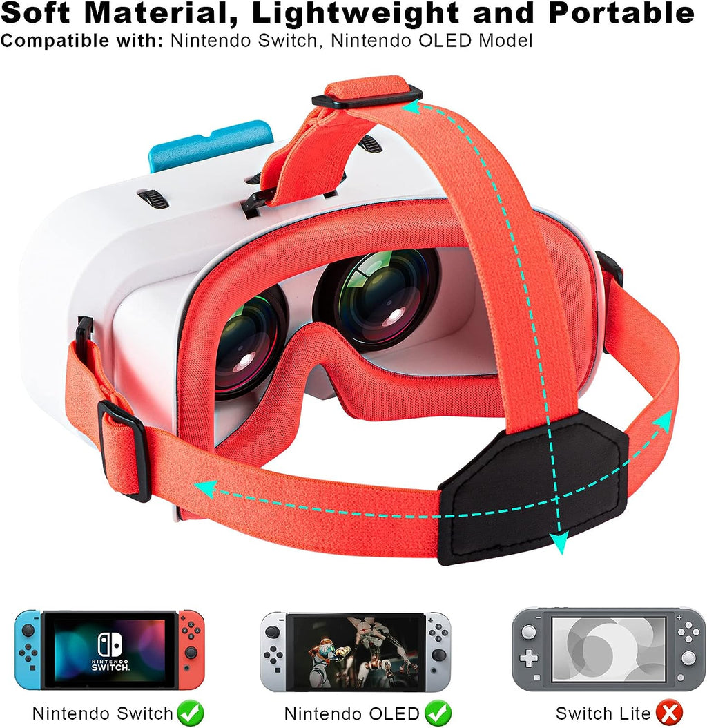 Wiher Newest VR Headset for Nintendo Switch & Switch OLED Model, 3D VR Glasses with Adjustable Lens for Virtual Reality Gaming Experience, Switch VR Labo Goggles Headset for Nintendo Switch(Red)