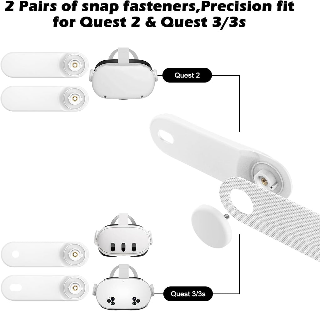 Replacement Head Strap for Meta Quest 2/3/3S,Original Oculus Quest 3/3S/2 Comfort Headband,3 Pairs Thumbstick Caps Included,Adjustable & Breathable Design-VR Head Strap Accessories