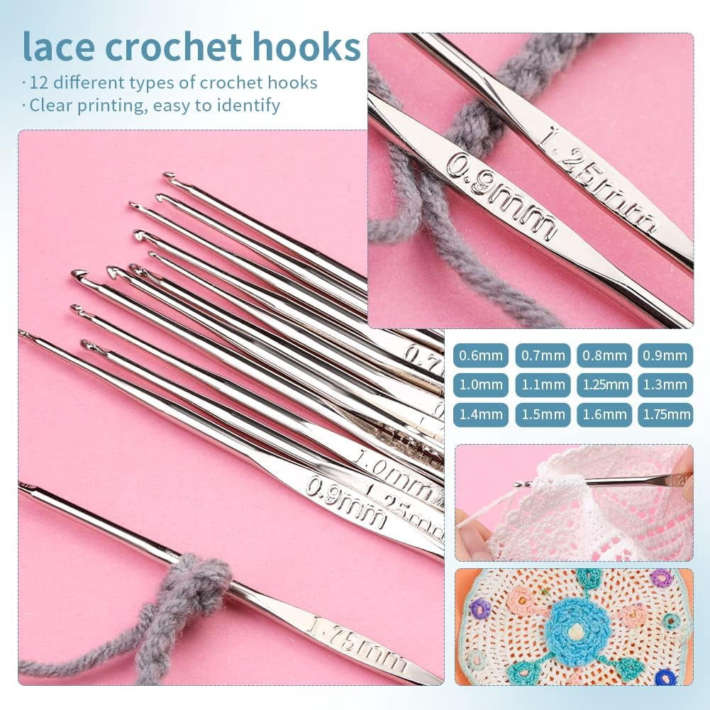 Wiher Complete Crochet Kit for Beginners,130 Pcs Crochet Kit Including Crochet Yarn, Ergonomic Crochet Hooks, and Crochet Accessories in Hangable Storage Bag
