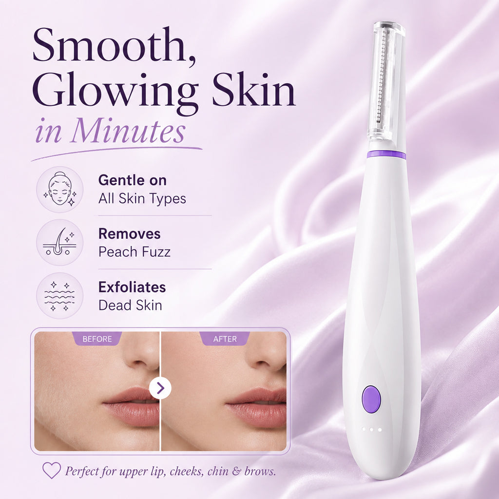 Dermaplane Razor, Sonic Dermaplaning Tool for Peach Fuzz Removal & Facial Hair, Rechargeable Facial Exfoliation Device with LED Light, 3 Speeds, 8 Blades & 2 Microsmooth Exfoliation Tips,White