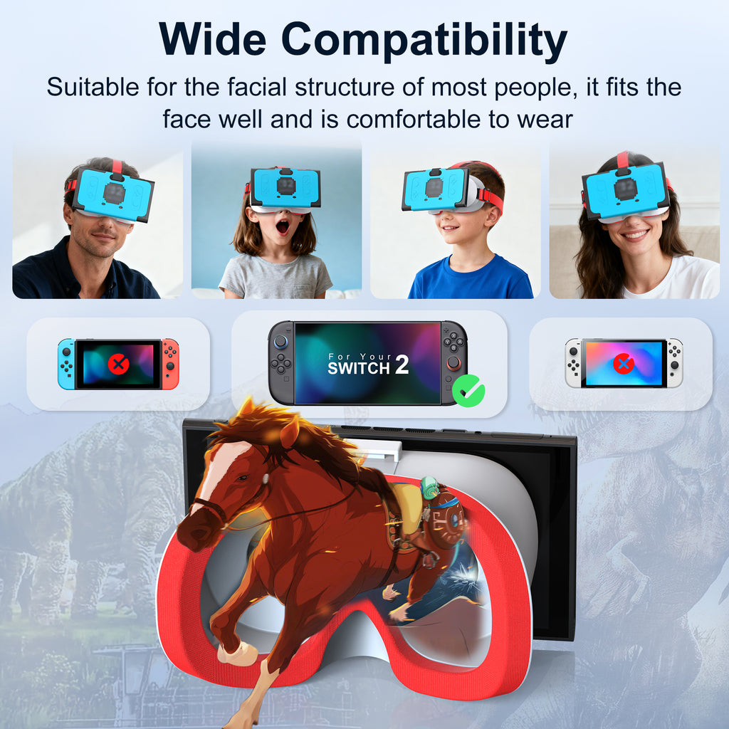Prociv Newest VR Headset for Nintendo Switch2 Model, 3D VR Glasses with Adjustable Lens for Virtual Reality Gaming Experience, Switch VR Labo Goggles Headset for Nintendo Switch2(White Blue)