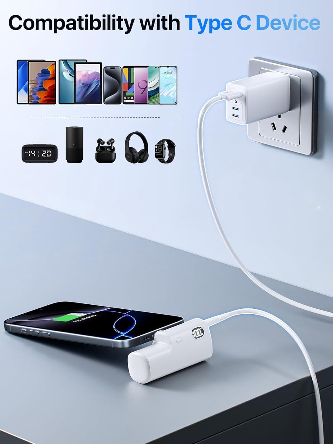 Battery Pack for Meta Quest 3S/3/2, 5000mWh 18W Fast Charging Battery for Oculus Quest 3S/3 Accessories, Extended VR Headset Battery, Lightweight and Portable Charger for Extra 2-4H