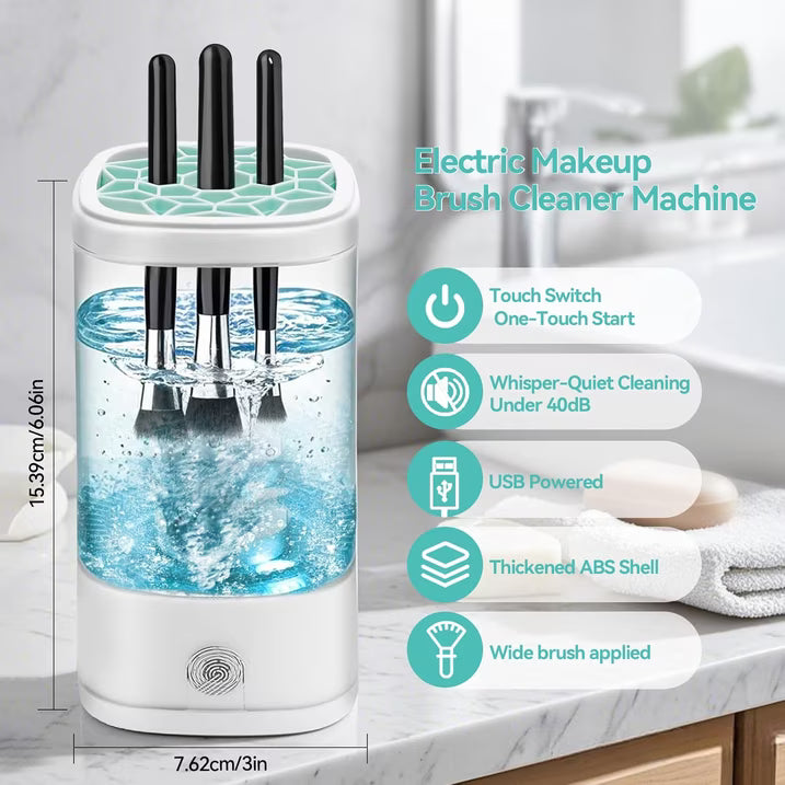 Wiher Makeup Brush Cleaner, Electric Makeup Brush Cleaner Machine with Touch Screen Quiet Design, 8000 RPM Deep Clean & Fast Drying for All Size Brushes and Sponges, Gift for Women and Wife