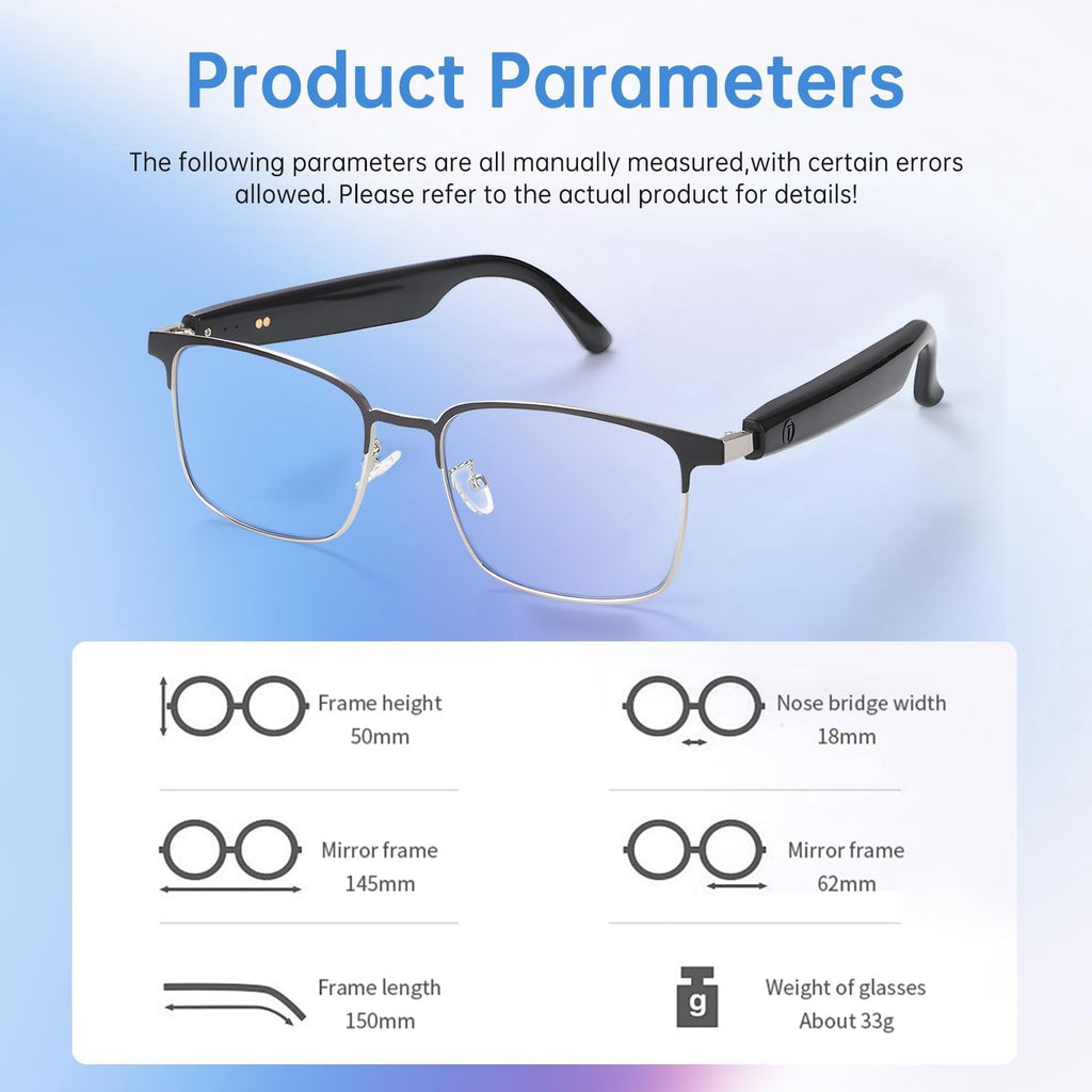 Wiher Smart Glasses with AI Translation, Bluetooth Audio Sunglasses with Photochromic Lenses, Voice Assistant, Real-Time Translation, Supports 144+ Languages, Great for Business, Travel Silver