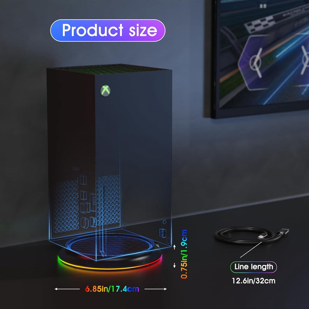 Prociv Gaming Vertical Stand for Xbox Series X, RGB Cooling Stand Compatible with Xbox Series X Digital Edition & Disc Drive Edition, USB Ports(Black)