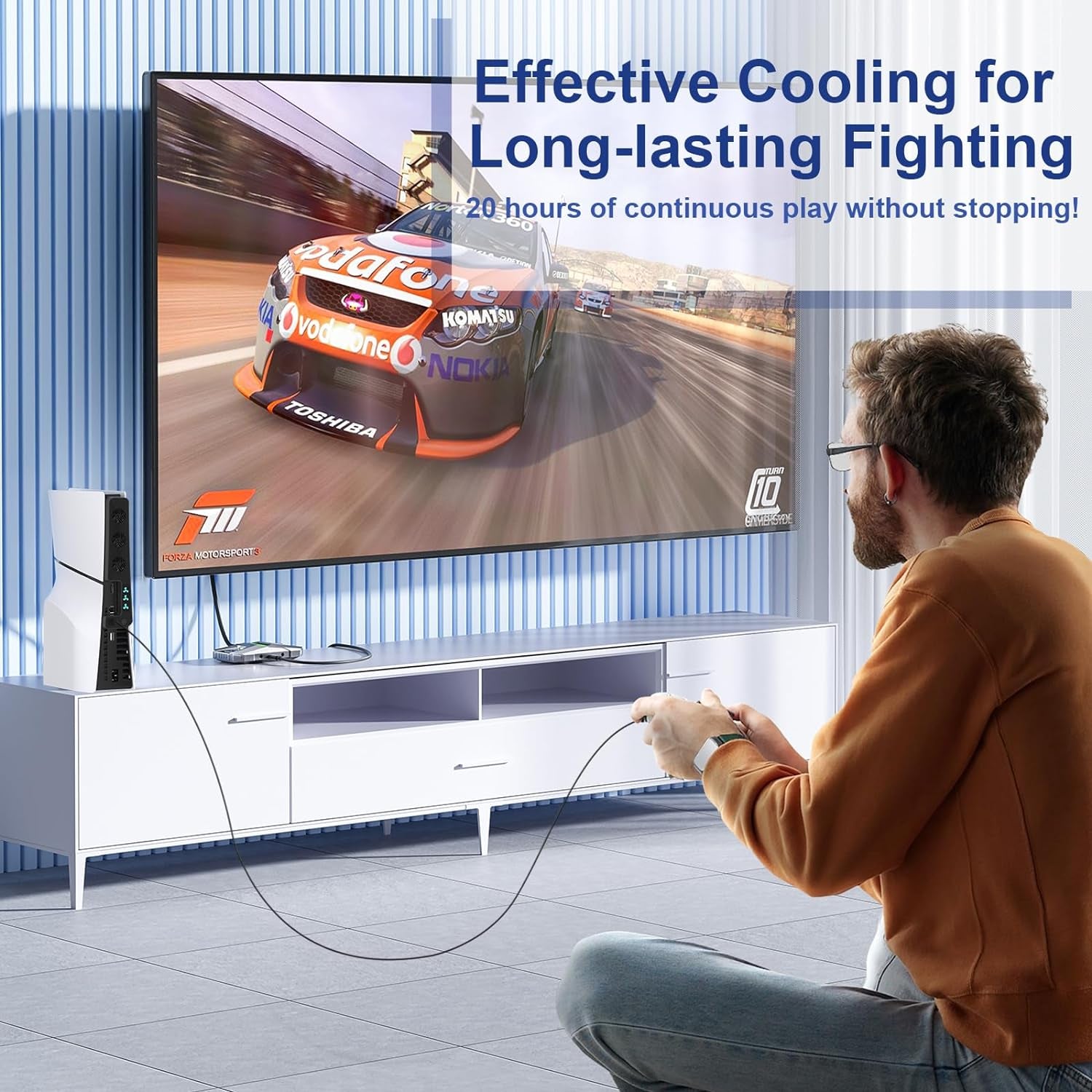 PS5 Slim Cooling Fan, Prociv New Playstation 5 Slim Console Accessories Cooler with USB Port and 3 Adjustable Quiet 9500-Speed Fans, PS5 Slim Digital/Disc Edition System Black