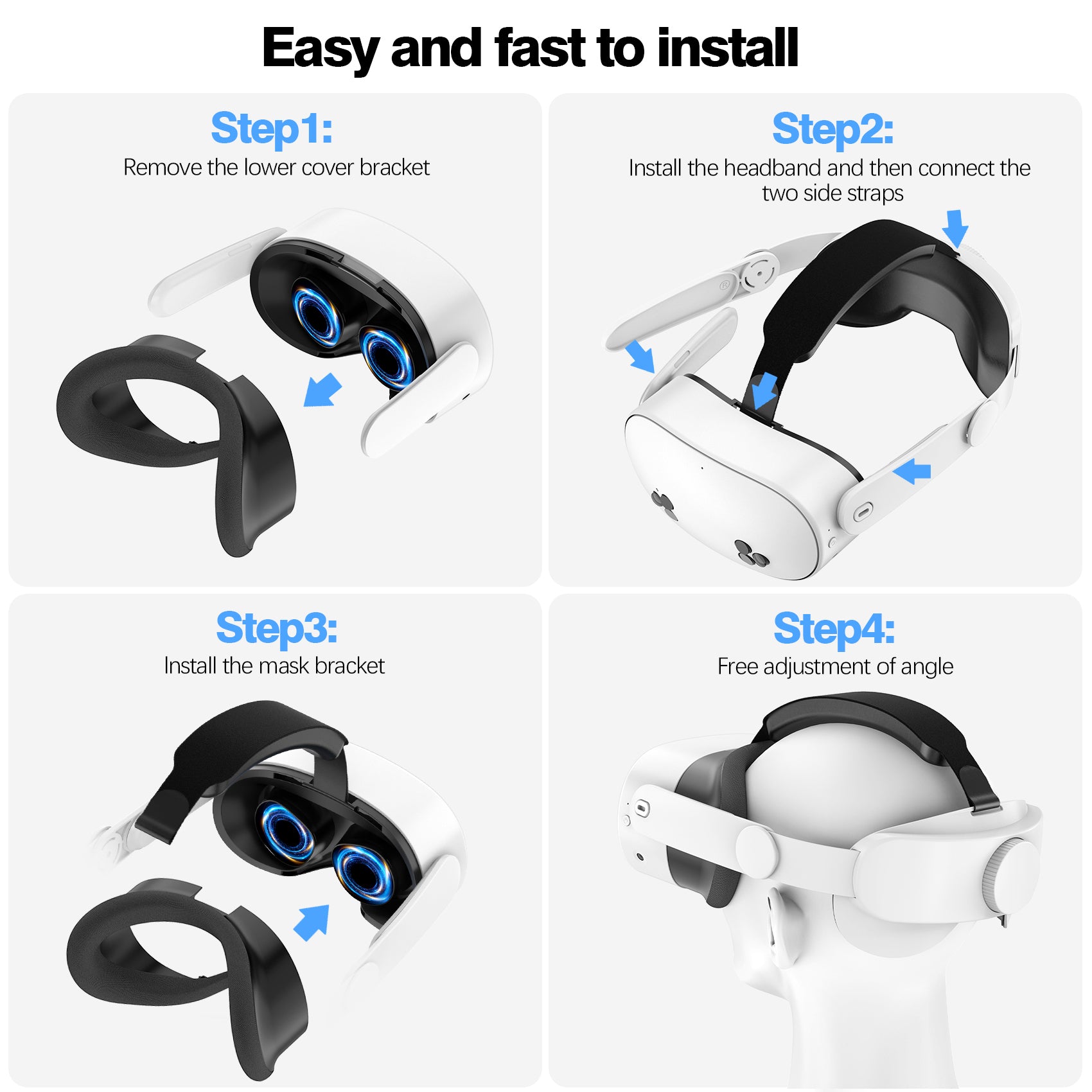 Head Strap Compatible with Oculus Quest 3S,Meta Quest 3S Accessories Adjustable Elite Strap Replacement for Enhanced Comfort Support and Gaming Immersion in VR(White)