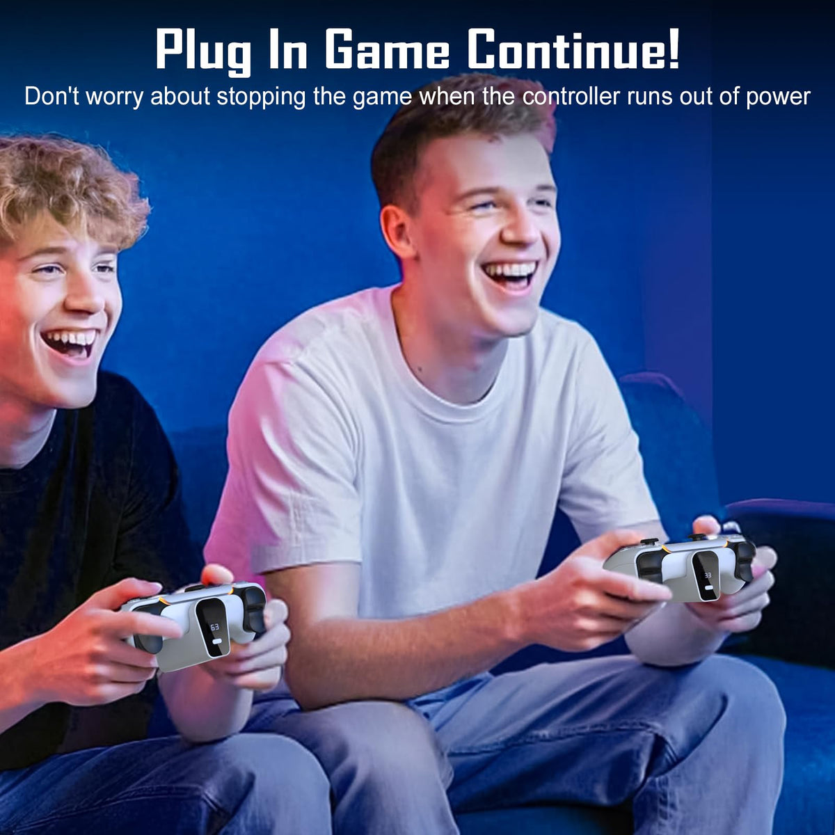 Rechargeable Battery Pack for PS5 Controller, LED Display 2000mAh Battery Extender for PlayStation 5 DualSense & Edge Controller, Play and Charge Kit for PS5 Accessories
