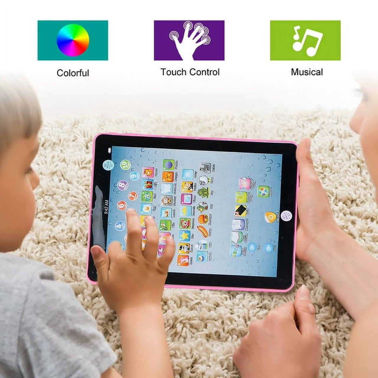 Baby Learning Tablet Educational Mini Pads Toys Touch Learn Toddler Tablet for ABC Numbers Words Gift for Boys Girls Aged 1-6 Year Old Kids Pink