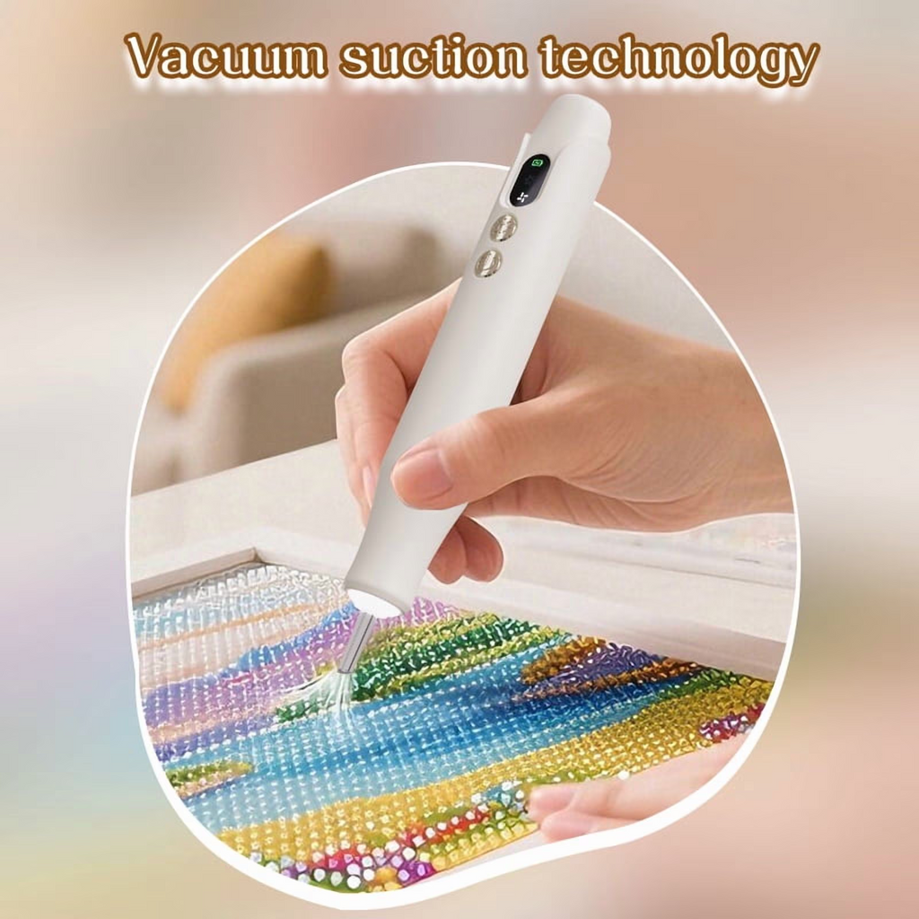 Wiher Diamond Art Pens, Electric Vacuum Diamond Painting Pen no Wax Needed, Dual-Speed Adjustment, Diamond Art Accessory for DIY Diamond Painting, Gift for Diamond Art Fan, White