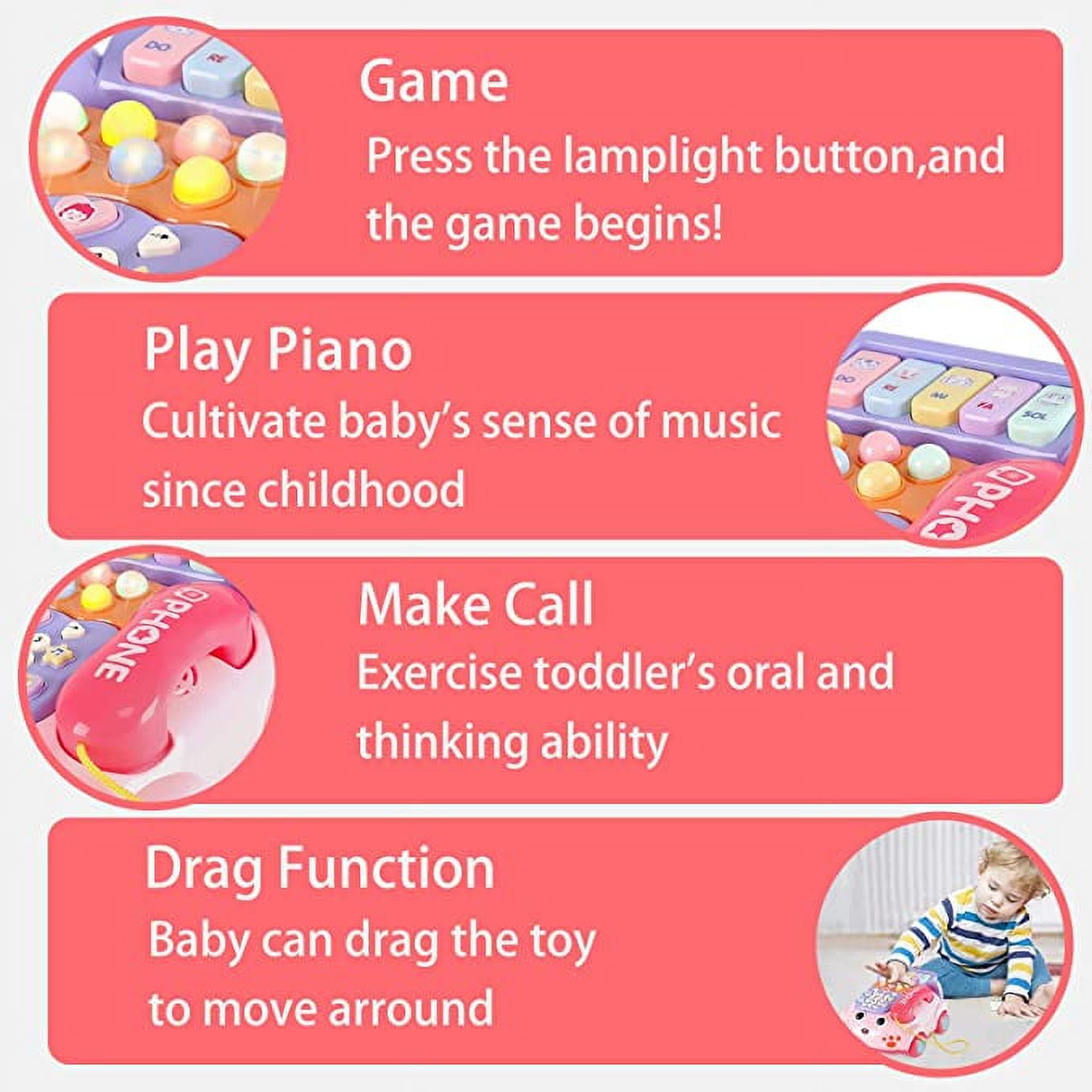 Toddler Telephone Developmental Toys for 1 2 3 Year Old Boy Girl Gifts Toy Baby Telephone with Music and lighting Baby Toys Educational Learning Toys for 12 18 24 Months