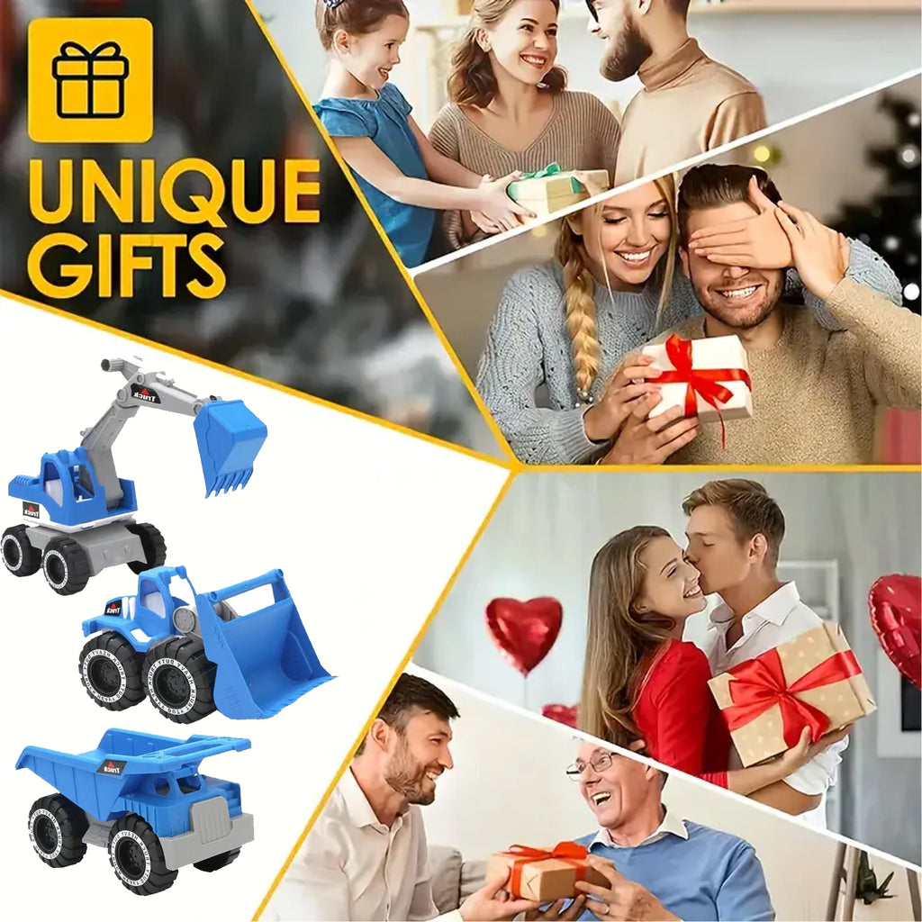 Engineering Construction Vehicle Set 3Pcs construction Play Car Toy Outdoor Sandbox Car Toys for Kids Ages 2 & up Dump Truck Loader Excavator Best Birthday Gifts for Kid