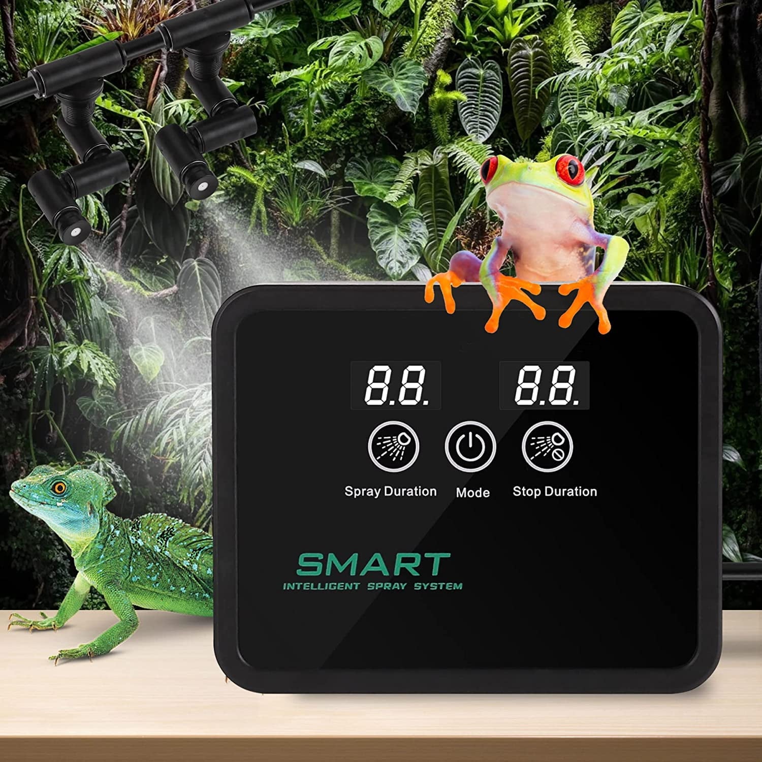 Reptile Fogger Reptile Humidifiers Misting System Automatic with Timer Spray Kit for Rainforest Plants Amphibian