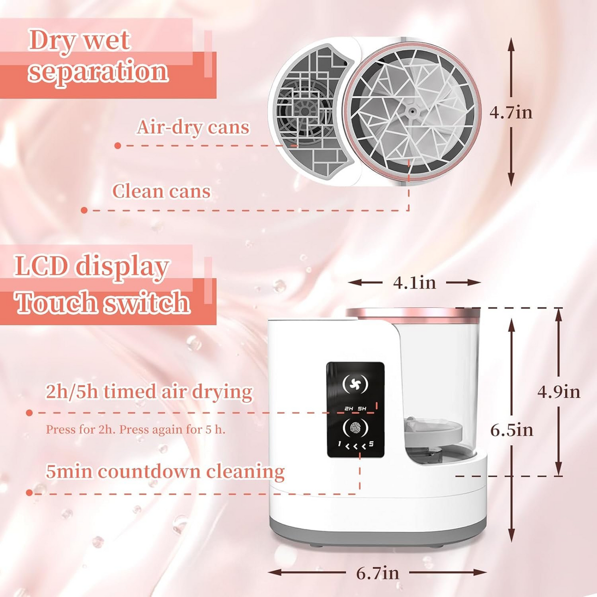 Wiher Makeup Brush Cleaner, Makeup Brush Dryer, Portable Automatic Cosmetic Brushes Cleaner Tool for All Size Beauty Makeup Brush Set(White)