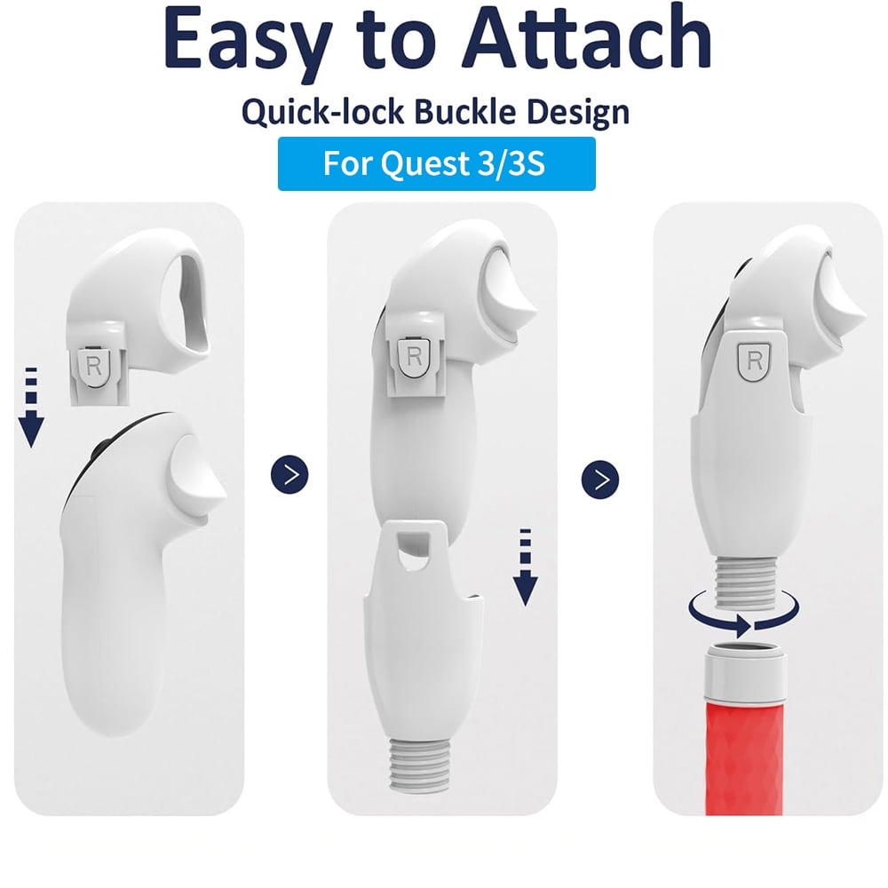 VR Handle Accessories for Meta Quest 3S/3/2 Controller Extension Grips Handle Attachment Compatible with Oculus Quest 2/3 Gorilla Tag Long Arms Grips for Beat Saber More Better Experience