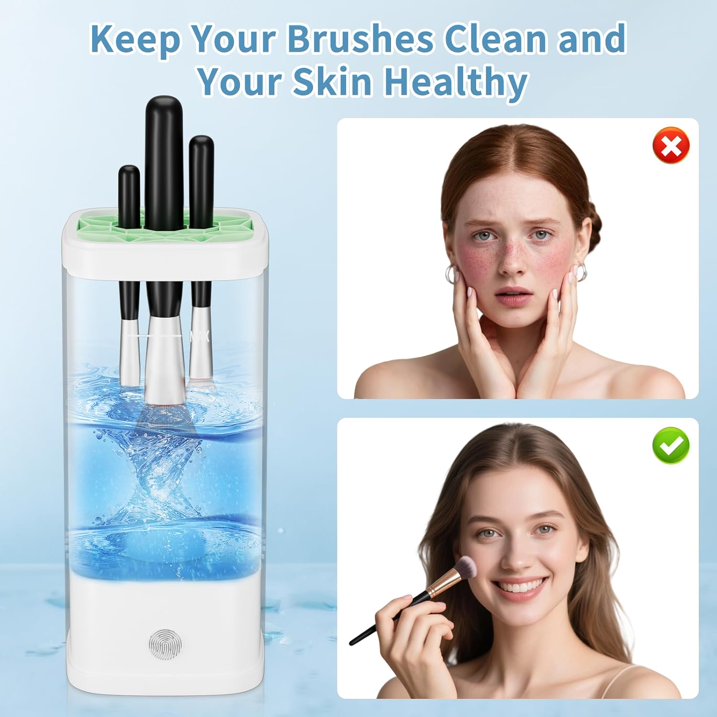 Wiher Makeup Brush Cleaner, Electric Makeup Brush Cleaner Machine with Touch Screen Quiet Design, 8000 RPM Deep Clean & Fast Drying for All Size Brushes and Sponges, Gift for Women and Wife