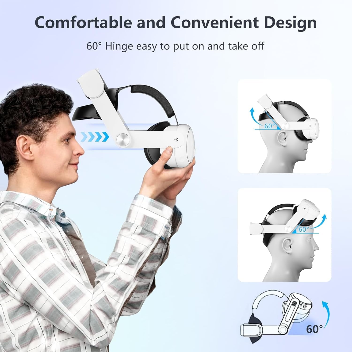 VR Comfort Head Strap Compatible with Meta Quest 3S and Quest 3 Adjustable Elite Strap Reduce Pressure & Balanced Weight Distribution for Oculus Quest 3/3S VR Headset Accessories Wihte