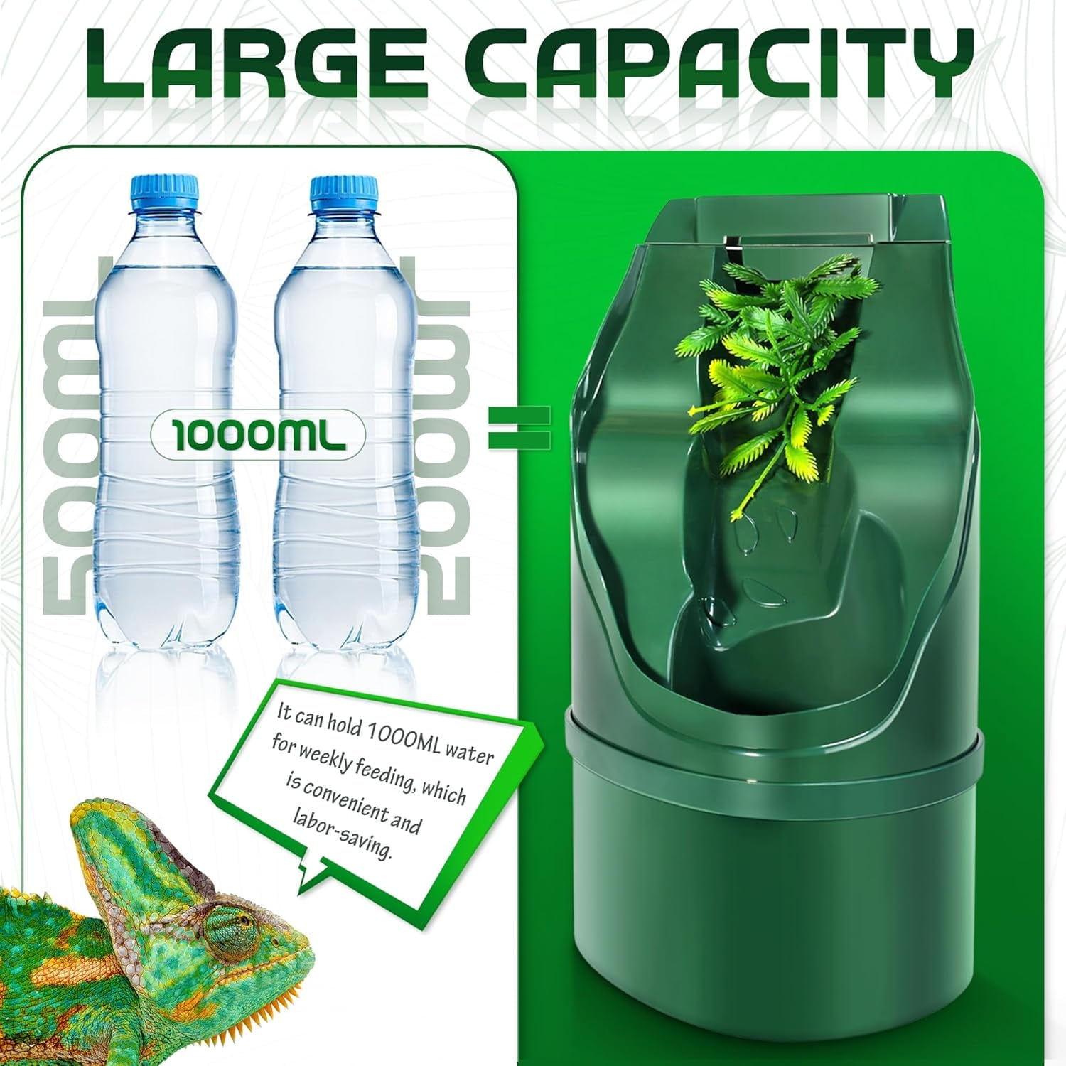 Reptile Water Fountain Reptile Drinking Fountain Water Dispenser with Activated Carbon Filtration Reptile Terrarium Water Dispenser for Amphibians Lizard Turtle Snake Bearded Frog Gecko