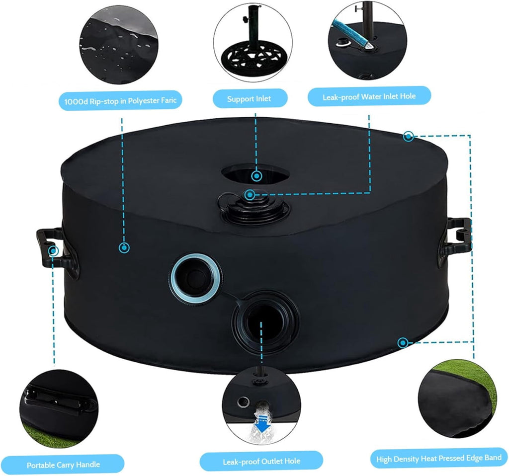 Umbrella Base Weight Water Bag Weatherproof Fillable Heavy Duty Weight Bag for Outside Umbrella Stand Water Weights for Umbrella Stand Furniture Leg Weights Up to 50 lbs