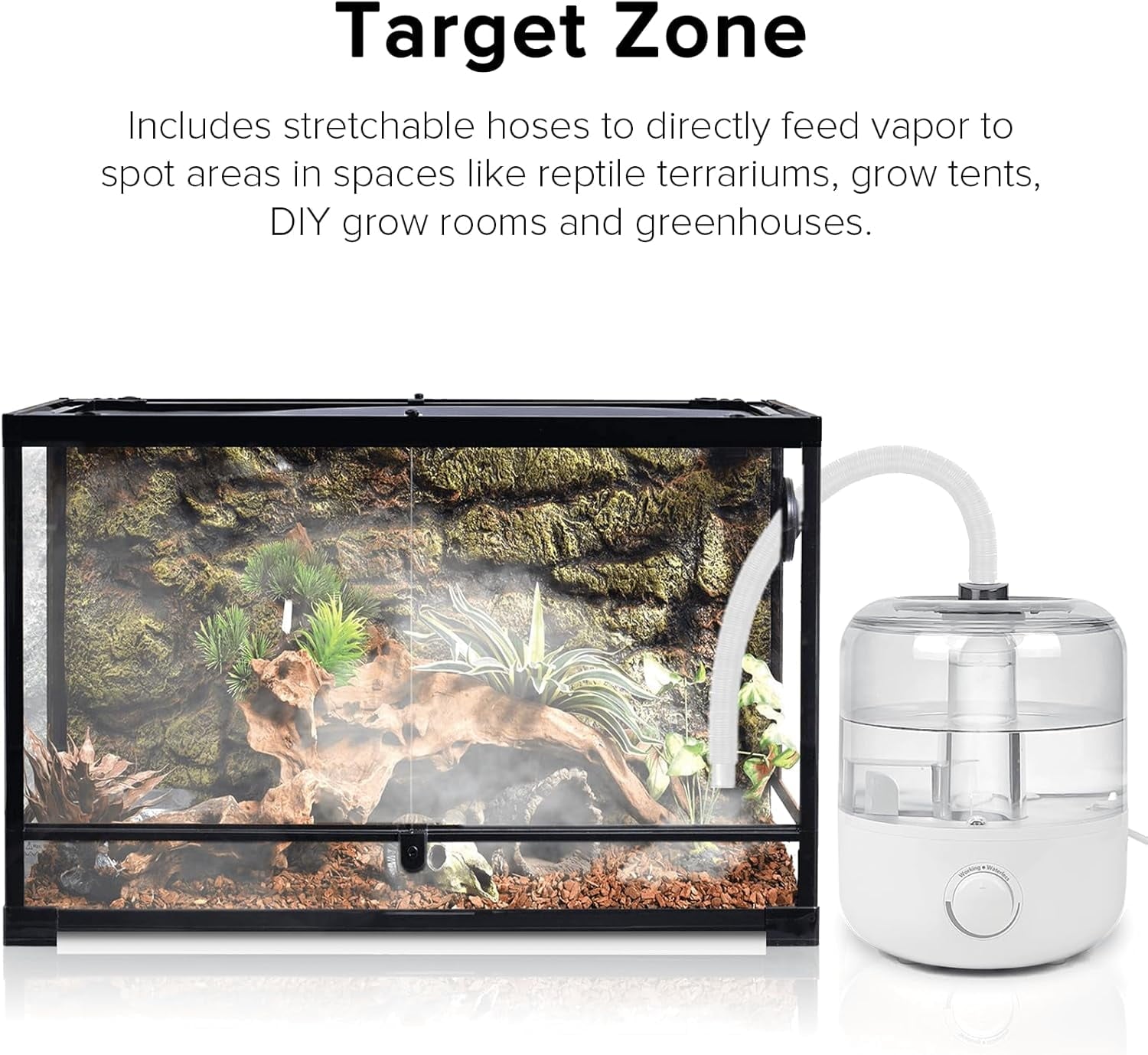 Reptile Fogger 4L Reptile Humidifier Top Fill Adjustable Fogger with Extension Hose Visible Tank Reptile Humidifier for Snakes Tortoises Chameleons and Ball Python