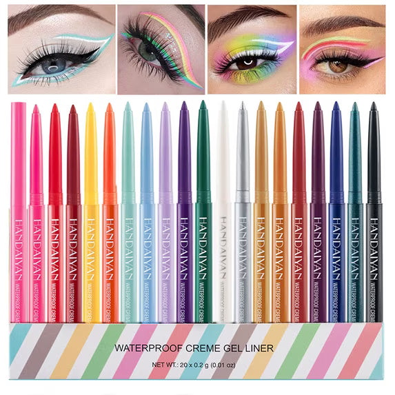 20 Colors Waterproof Eyeliners Set, Natural Long Lasting Matte Glitter Eye Shadow Highlight Pen for Women Mother's Day Gifts