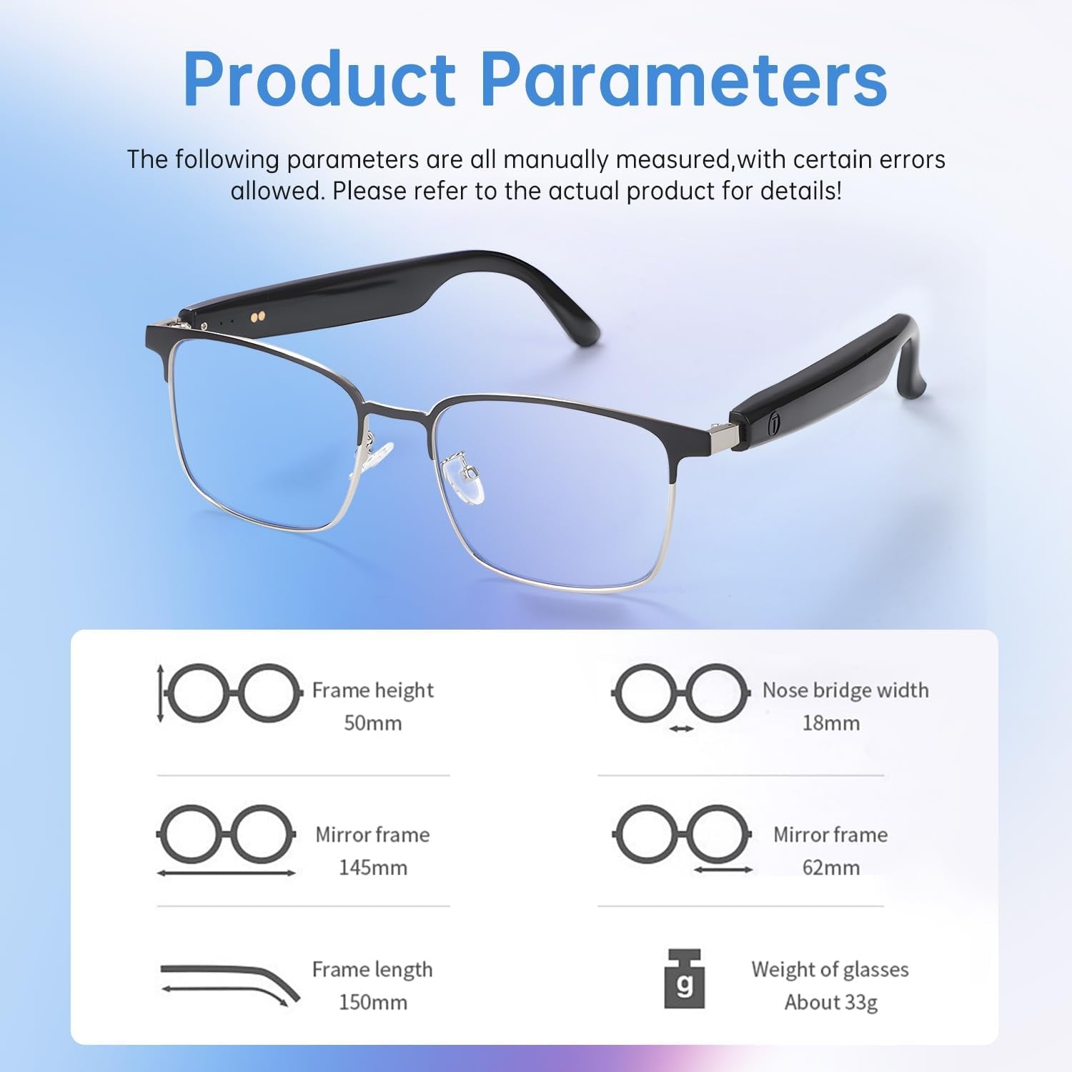 Wiher Smart Glasses with AI Translation Bluetooth Audio Sunglasses with Photochromic Lenses Voice Assistant Real-Time Translation Supports 144+ Languages Great for Business Travel Silver