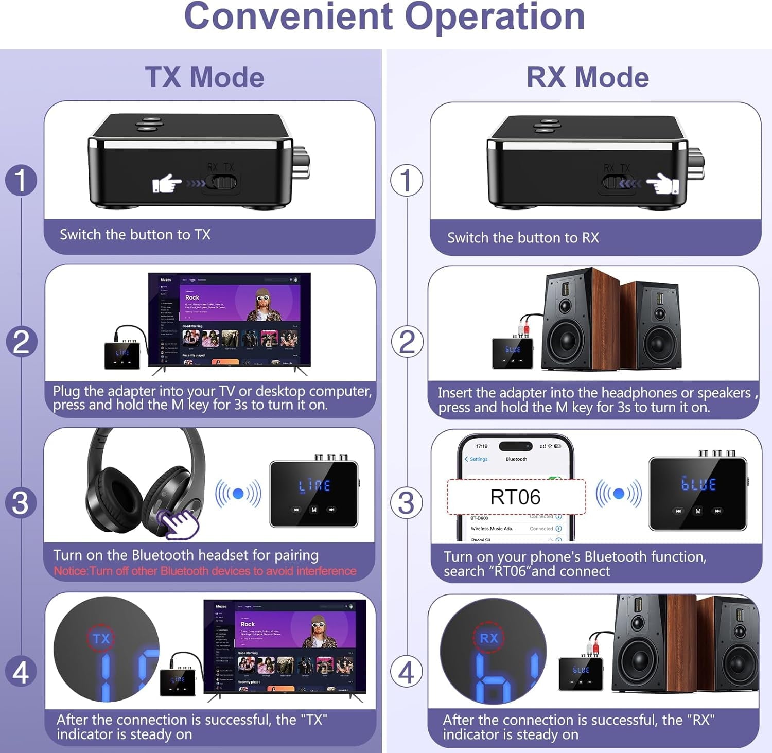 Bluetooth Audio Adapter Bluetooth 5.4 Transmitter Receiver Support U Disk TF Cards Optical/RCA/Aux LED Display Bluetooth Receiver for TV Home Stereo Adapter