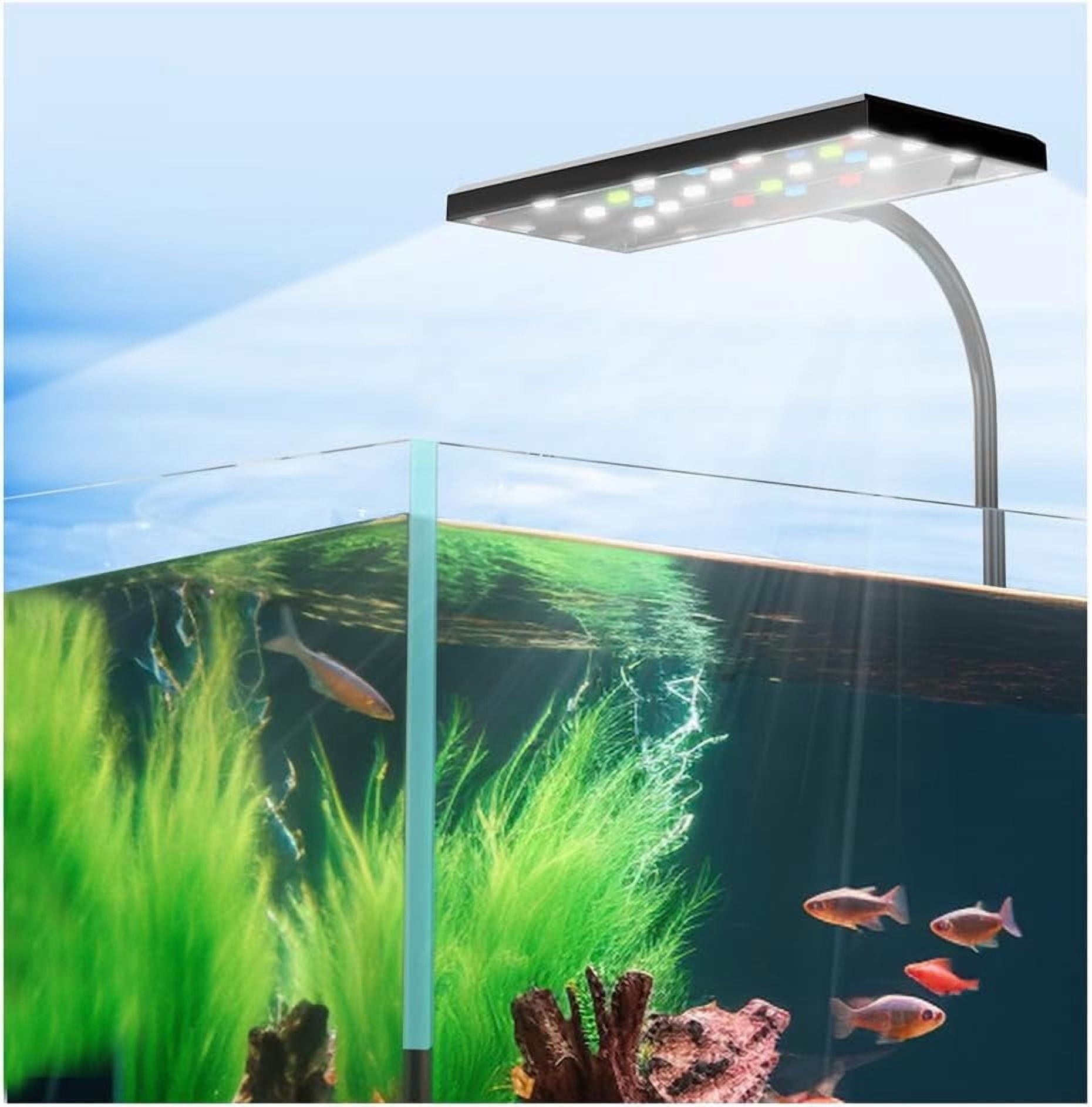 LED Aquarium Light Full Spectrum Aquarium Plant Light Clip on Freshwater Planted Light for Aquarium Plant Growth Dimmable Nano Refugium Tank Light Adjustable Timer/Brightness IP68