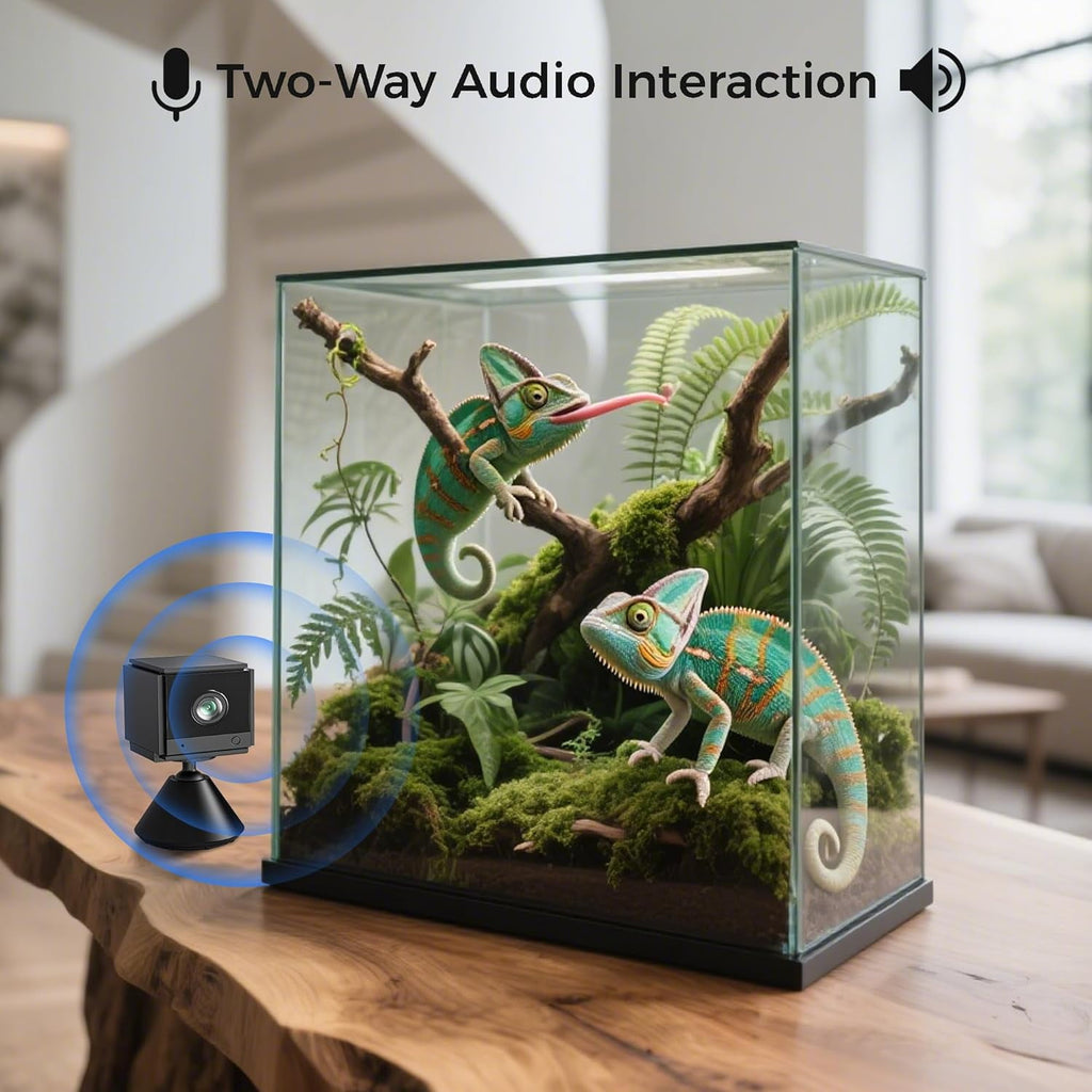 Aquarium Camera with 32G Card Indoor Security Camera 2K Pet Camera with Macro Lens 24/7 Recording for Fish Reptiles Window Security Surveillance System 140° Wide-Angle Night Vision Two-Way Audio