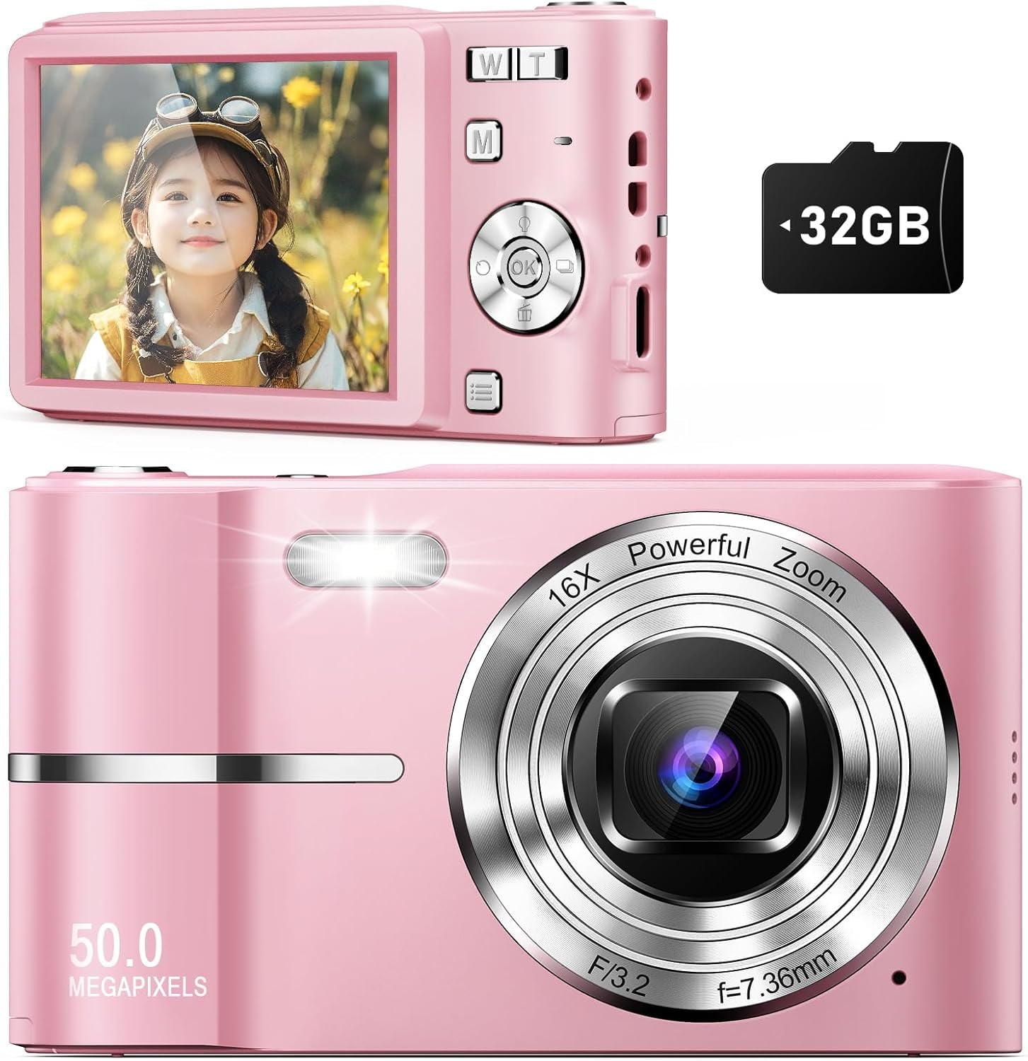 Digital Camera FHD 1080P Camera Digital Point and Shoot Camera with 16X Zoom Anti Shake Compact Small Camera for Boys Girls Kids