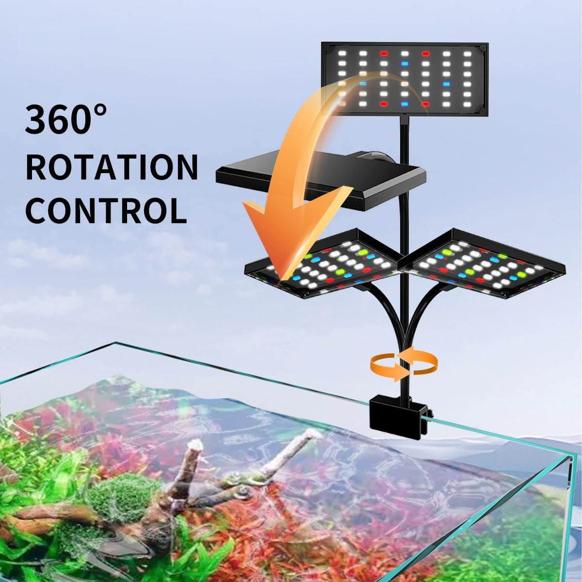 LED Aquarium Light Full Spectrum Aquarium Plant Light Clip on Freshwater Planted Light for Aquarium Plant Growth Dimmable Nano Refugium Tank Light Adjustable Timer/Brightness IP68