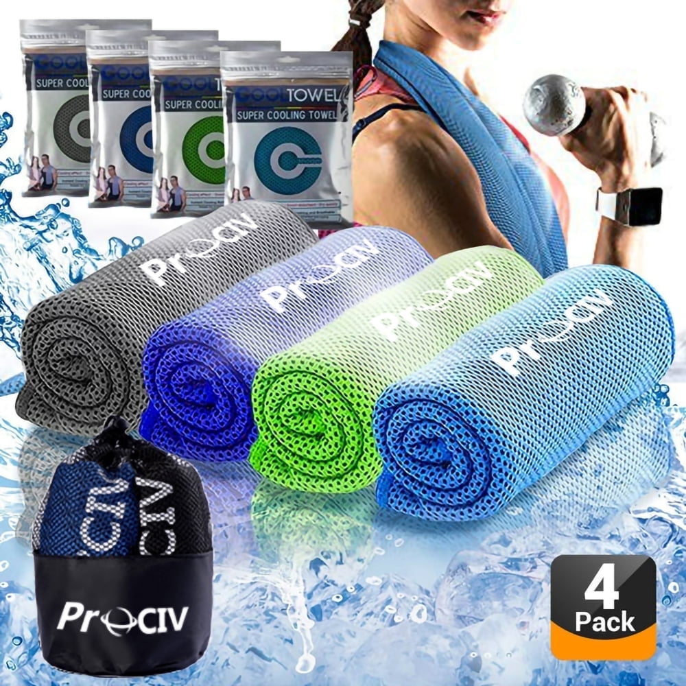 4 Pack Cooling Towels Ice Towel for Neck and Face Soft Breathable Chilly Microfiber Keep Cool Towels for Yoga Gym Fitness Camping Running Workout & More Activities 40 x 12