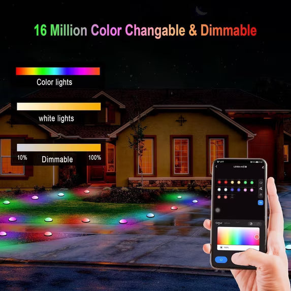 Permanent Outdoor Lights 100FT RGB Christmas Outdoor Lights, 72 LED Ground Lights, IP67 Waterproof Eaves Lights with Remote&App,Color Changing Decorations Lights for Roof Garden Yard