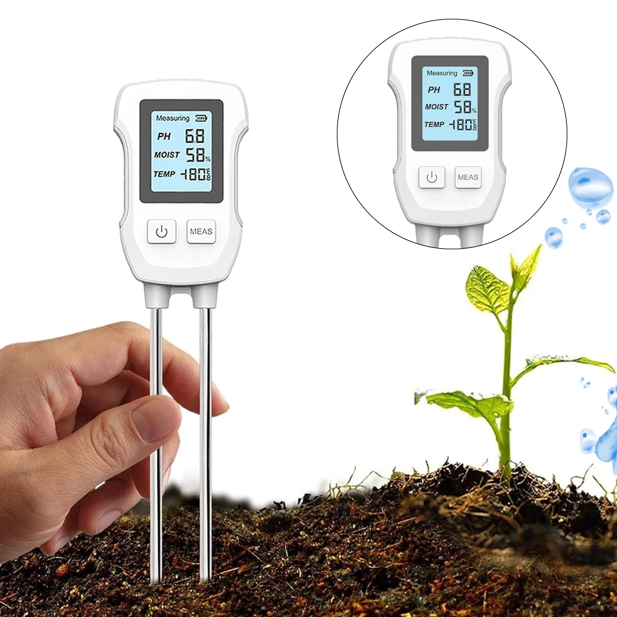 3-in-1 Soil Meter Digital Plant Temperature/Moisture/PH Meter Accuracy Digital Display Soil Tester Gardening Lawn Farm Test Kit Tool for Gardening Farming Indoor & Outdoor Use