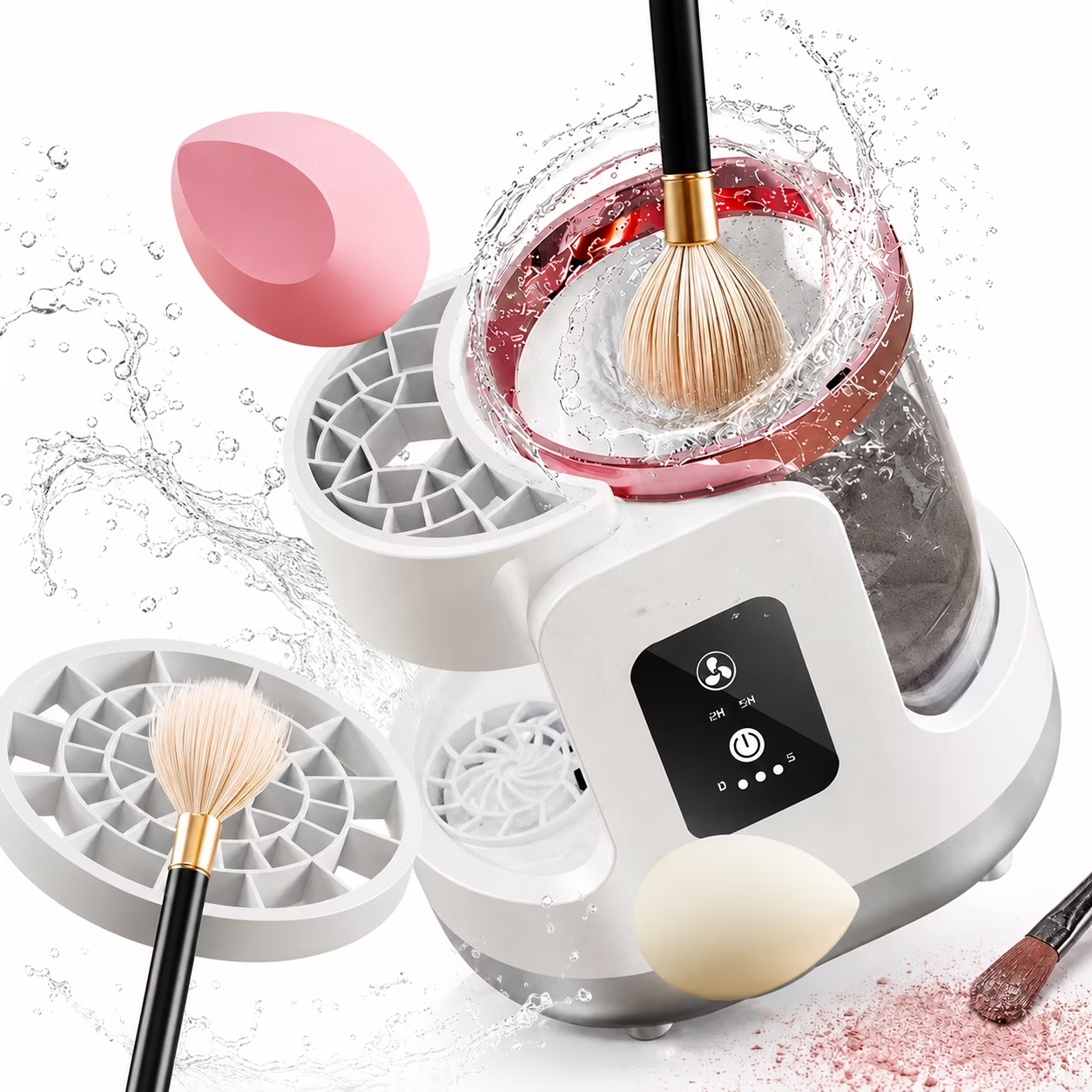 Wiher Electric Makeup Brush Cleaner, Machine With Makeup Brush Dryer-Holder-Portable Automatic USB Cosmetic Brushes Cleaner Tool for All Size Beauty Makeup Brush Set, Contour, Eyeshadow, Blush Brush