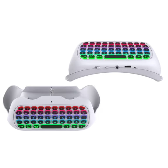Wireless Keyboard for PS5 Controller, RGB Backlight Keyboard Bluetooth Mini Keypad Chatpad for PlayStation 5, Game Keyboard Built-in 3.5mm Audio Jack - White