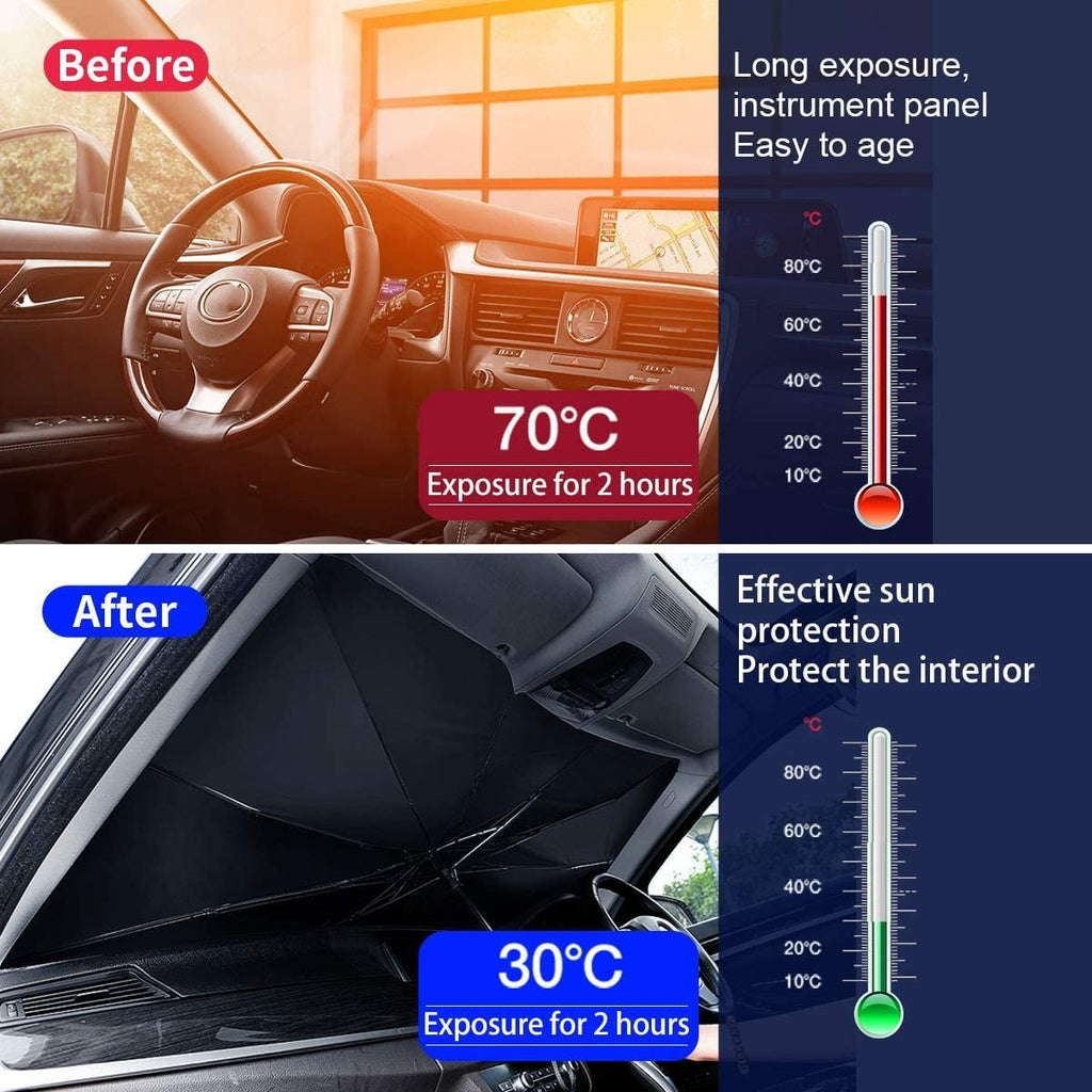 Car Windshield Sun Shade Umbrella Foldable Block UV Rays and Heat Sun Visor Protector Car Window Shades Fits Most Vehicle Models