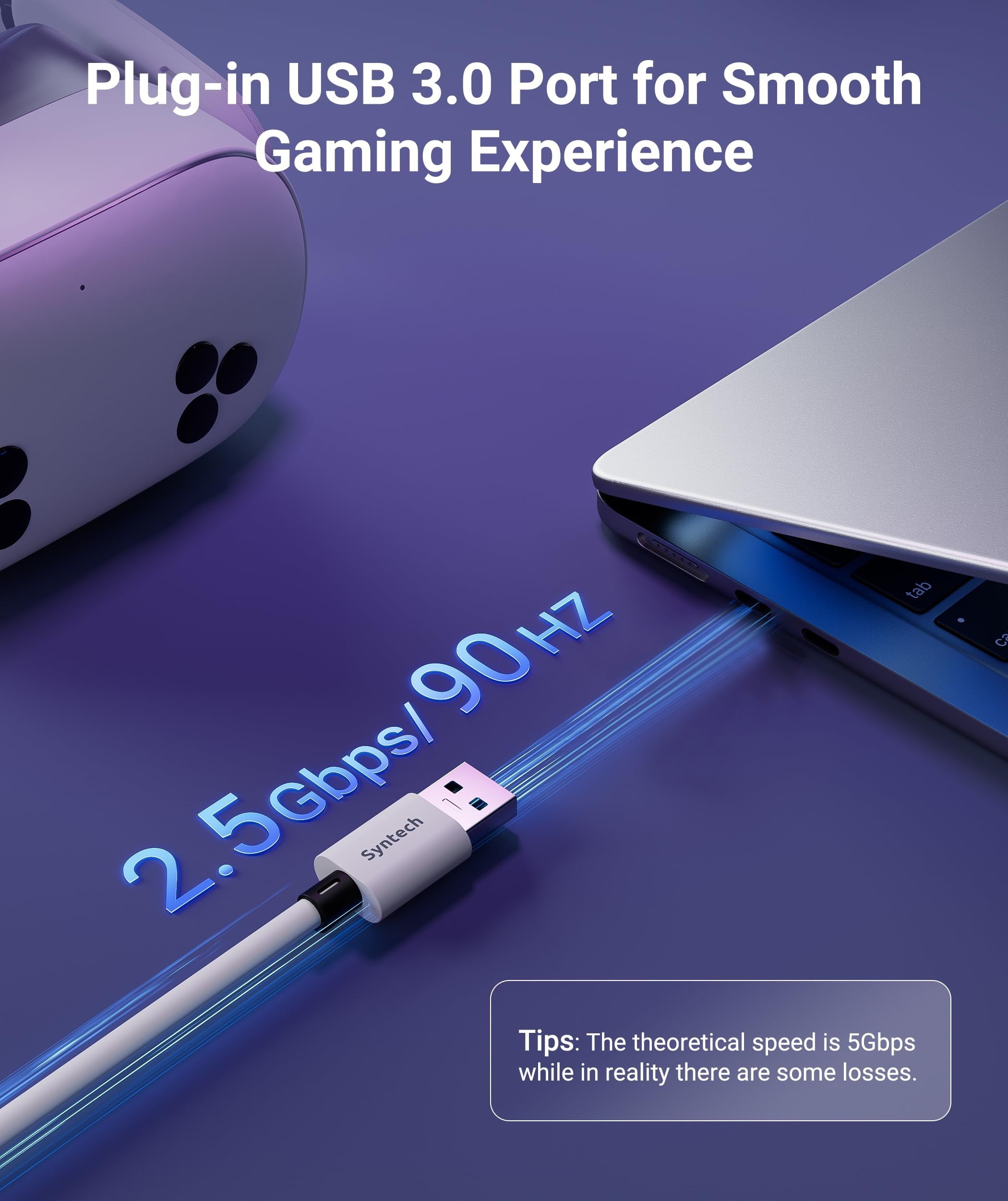VR Link Cable with Charging 16FT Compatible with Oculus/Meta Quest 3S/3 Accessories Quest2/Pro Pico4 Link Cable for SteamVR Charge & Link Simultaneously