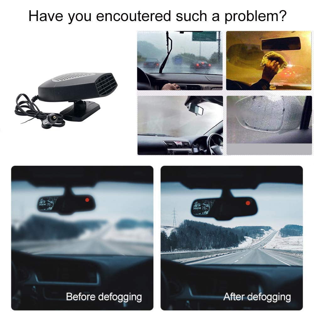 2 in 1 Auto Heater Fan Portable Car Heater Automotive Cooling Fan Rotatable Car Defroster Fast Heating Defrosts Defogger Vehicle Heat Cooling Fan Auto Heater