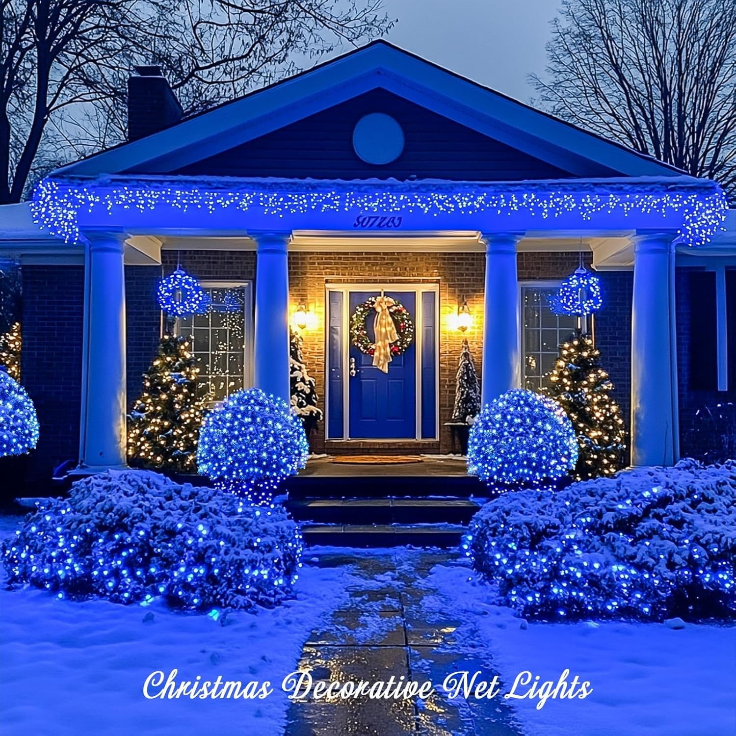 Christmas Net Lights Outdoor 192 LED 9.8Ft x 6.6Ft Net Lights Waterproof Christmas Outdoor Mesh Lights for Tree Bushes Holiday Party Garden Holiday Wedding Party Decorations