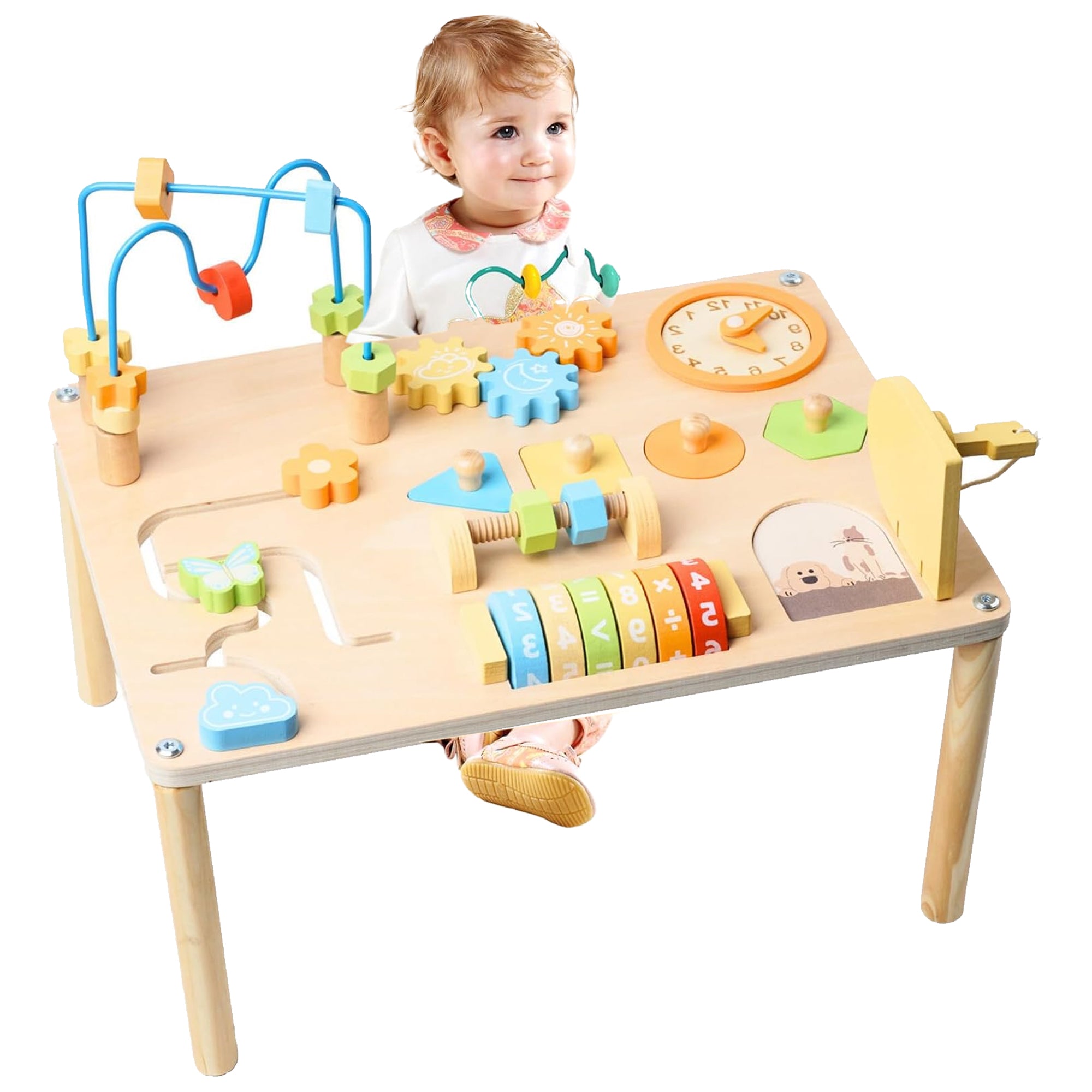 Montessori Activity Table Activity Table for Baby with Shape Sorter Math Game Baby Sensory Toy Learning Toys Standing toys for 1+ year old Kids First Birthday Gift