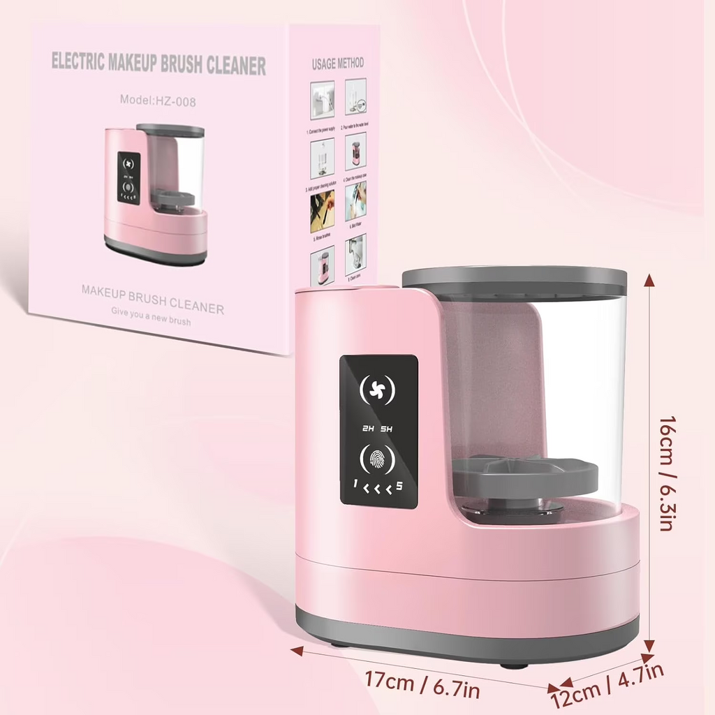 Wiher Makeup Brush Cleaner, Makeup Brush Dryer-Holder-Portable Automatic USB Cosmetic Brushes Cleaner Tool for All Size Beauty Makeup Brush Set, Eyeshadow, Blush Brush (Rose Pink)