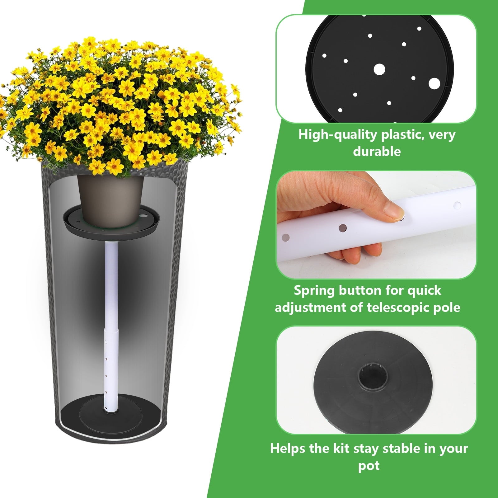 2 Pack Plant Risers for Inside Pots 21-34 Adjustable Height Plant Risers with Drainage Holes Rise Planter Filler Risers for Tall Flower Pots and Large Plant Pots 6 8 10 Base or Top