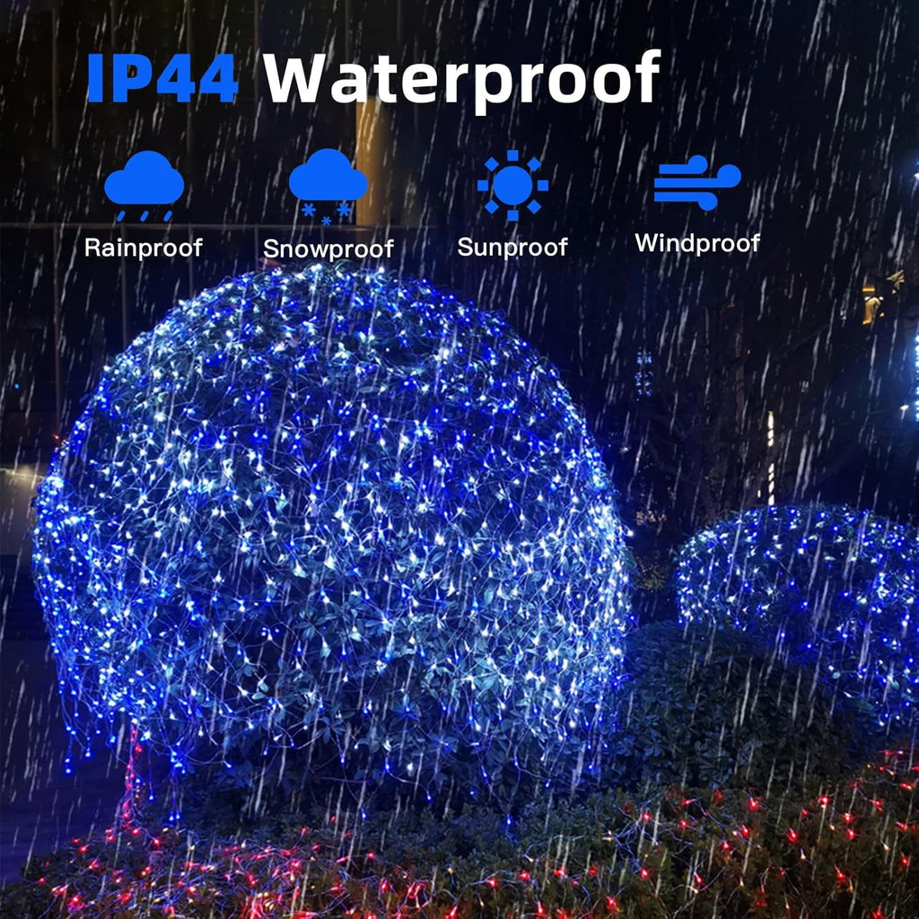 Christmas Net Lights Outdoor 192 LED 9.8Ft x 6.6Ft Net Lights Waterproof Christmas Outdoor Mesh Lights for Tree Bushes Holiday Party Garden Holiday Wedding Party Decorations